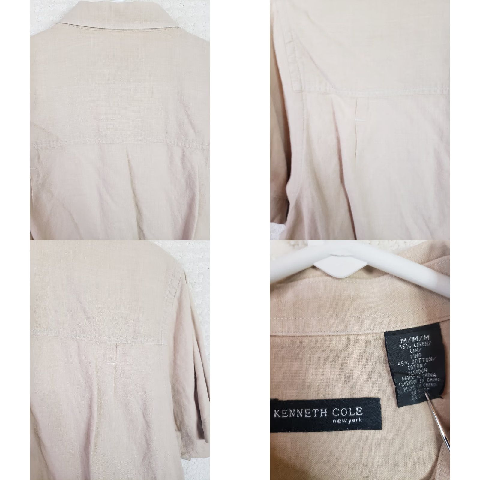 Kenneth Cole Kenneth Cole New York Linen Blend Shirt Men M Beige Short Sleeve Button-Up Size US M / EU 48-50 / 2 - 8 Thumbnail