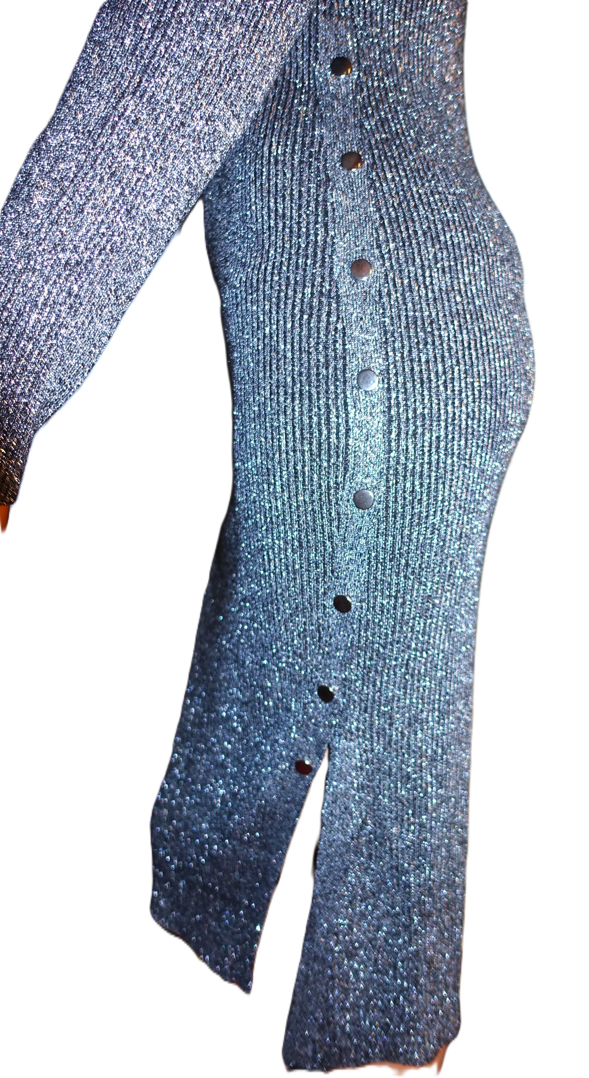 Other Say What Gray Metallic Sweater Pencil Dress L NWT Size L / US 10 / IT 46 - 5 Thumbnail