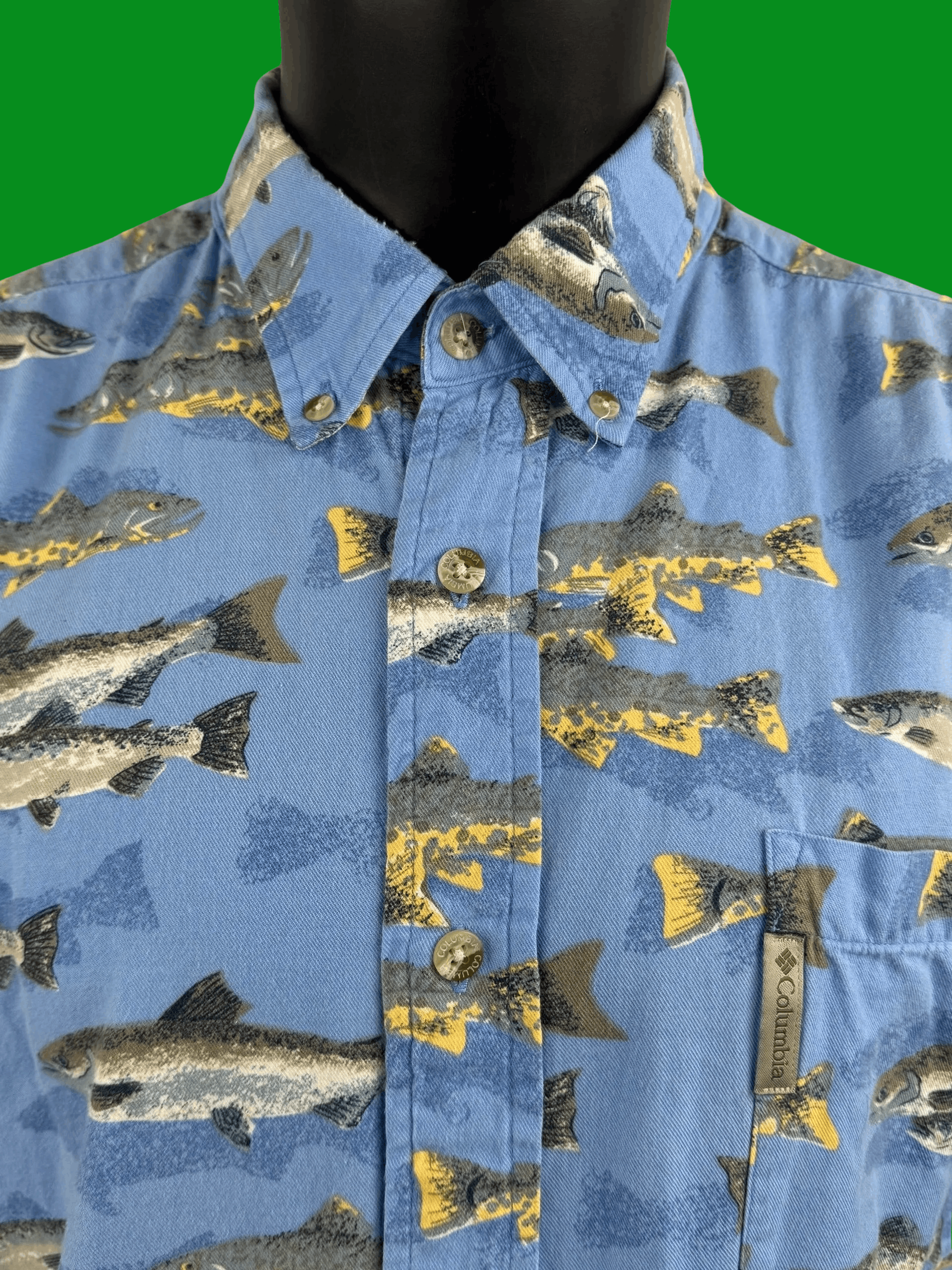Columbia VTG 90s Columbia Fly Fishing Rainbow Trout All-Over Print Size US XL / EU 56 / 4 - 3 Thumbnail