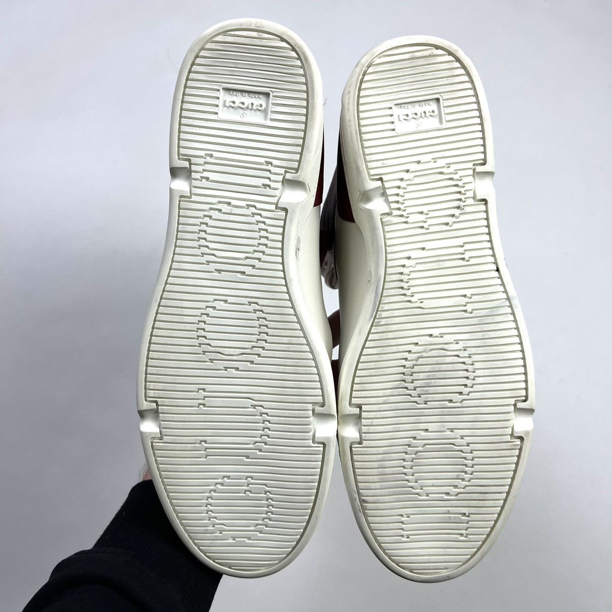 Gucci Gucci Luxury Hi-Top Sneakers Leather Red White Size US 7 / EU 40 - 6 Thumbnail