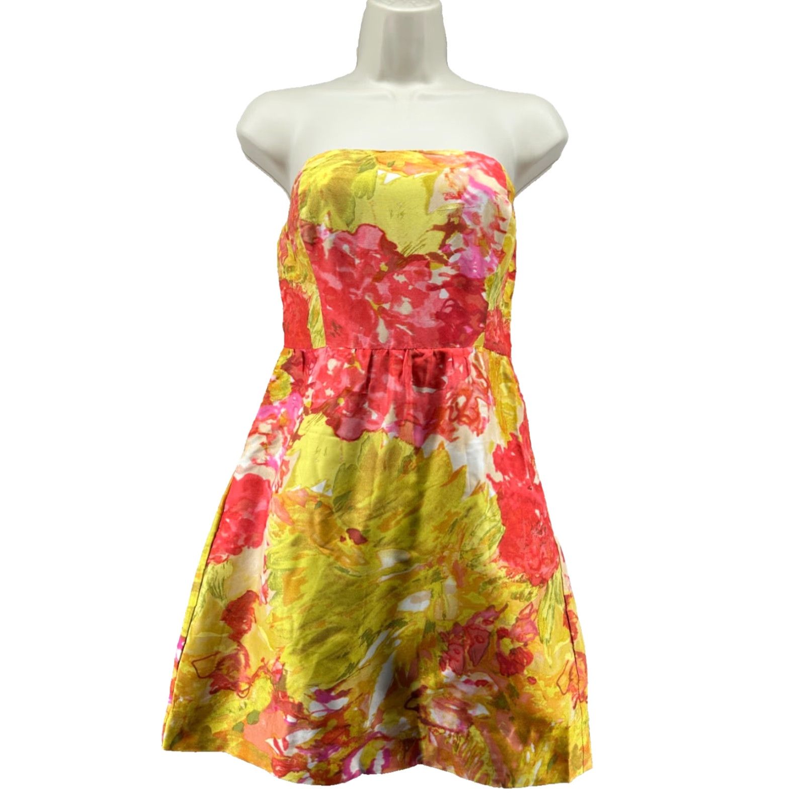 J.Crew J.Crew Dress Mini Strapless Silk Yellow Floral Size 4 Women Party Cocktail Vintage No Size S / US 4 / IT 40 - 2 Thumbnail