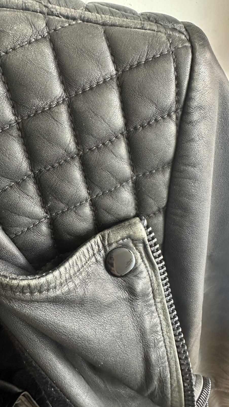 Allsaints All Saints Gray quilted Cargo biker moto leather Jacket XS Size US XS / EU 42 / 0 - 8 Thumbnail