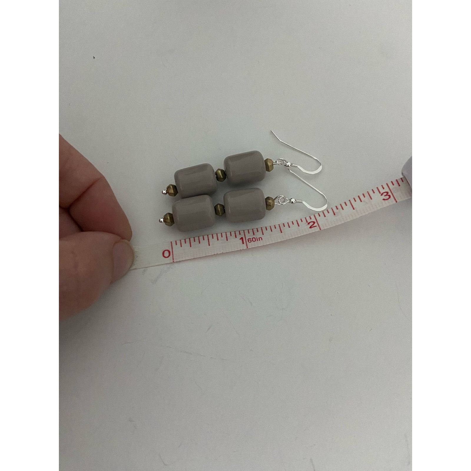 Handmade gray bead earrings Size ONE SIZE - 3 Thumbnail
