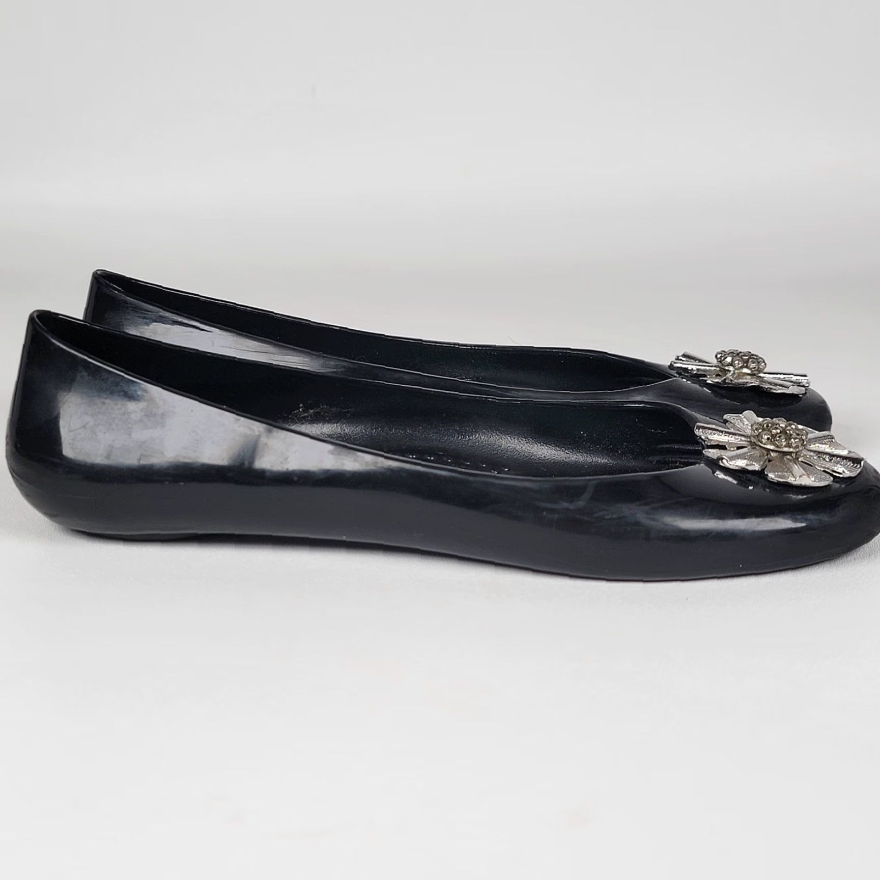 Vintage VINTAGE OKA b Charcoal Black Jelly Medallion Ballet Flats Skimmers Size 9/39 Ladies Shoes Ballet Flats Medallion Slip On Rubber Flat Womens Black 9/39 Size US 9 / IT 39 - 2 Thumbnail