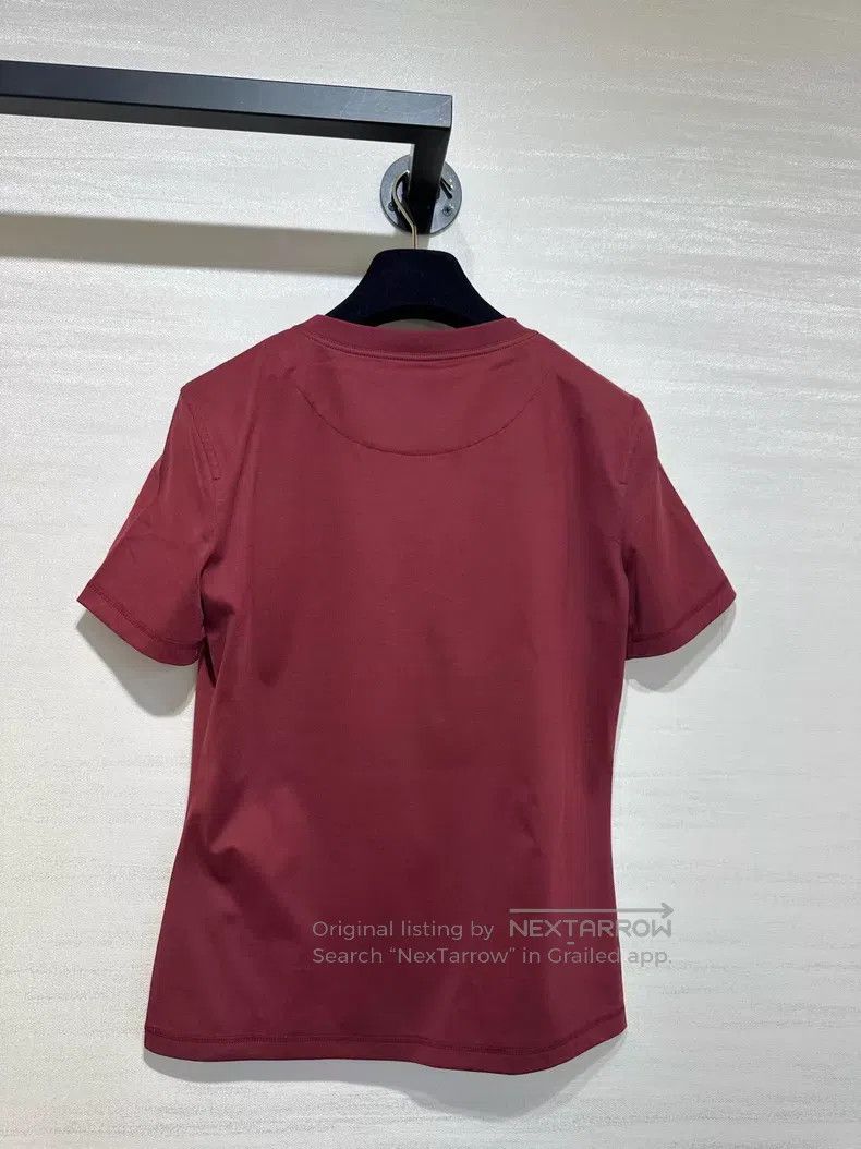 Hermes Hermes Women's Printed Slim Fit Short Sleeve T-Shirt Red Size XS / US 0-2 / IT 36-38 - 4 Thumbnail