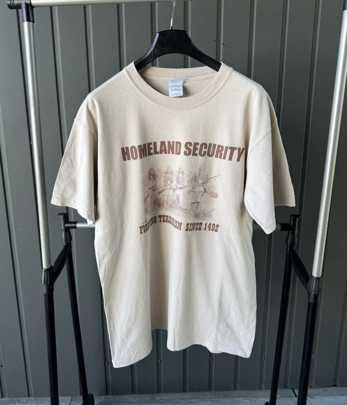 Humor × Vintage Vintage Homeland Security T Shirt Native Americans Humor  Y2k | Grailed