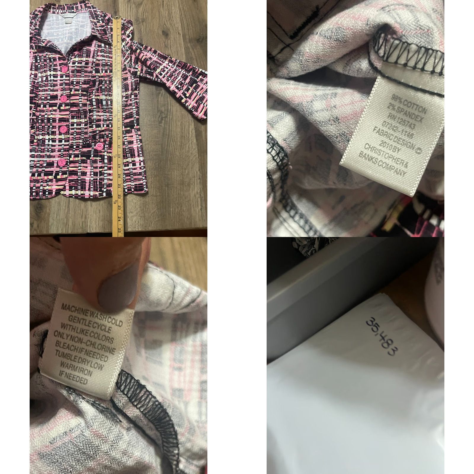 Vintage Christopher & Banks Blazer Women's Medium Pink White Black Button Up Size M / US 6-8 / IT 42-44 - 8 Thumbnail