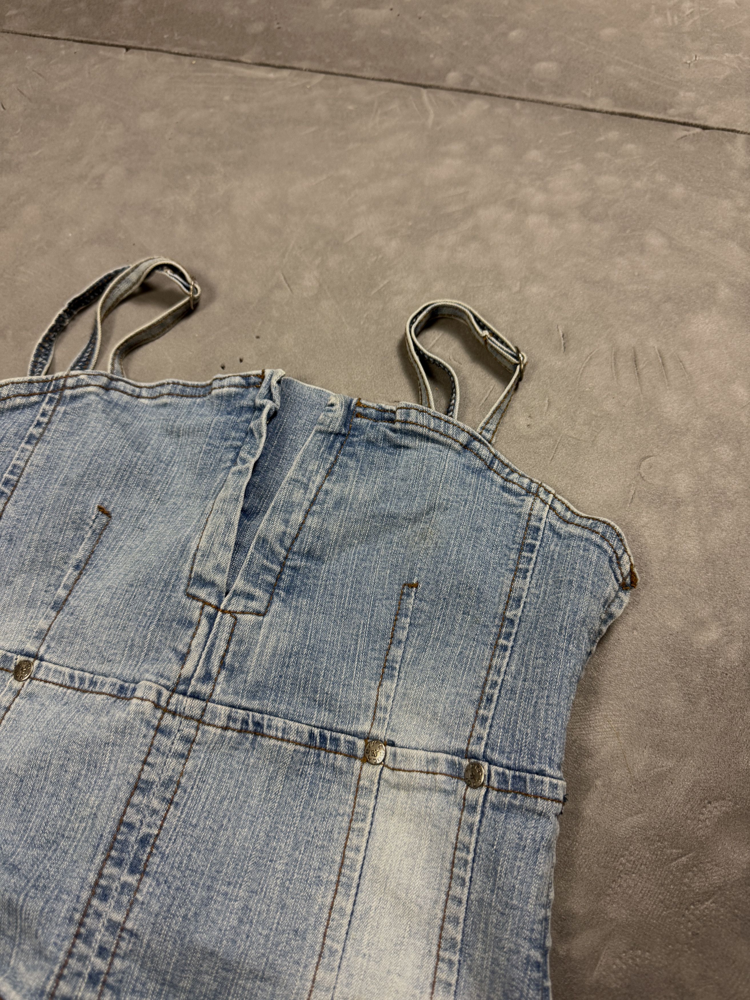 Vintage Women’s denim spaghetti-strap top, Y2K (S) crop tp jeans Size S / US 4 / IT 40 - 4 Thumbnail