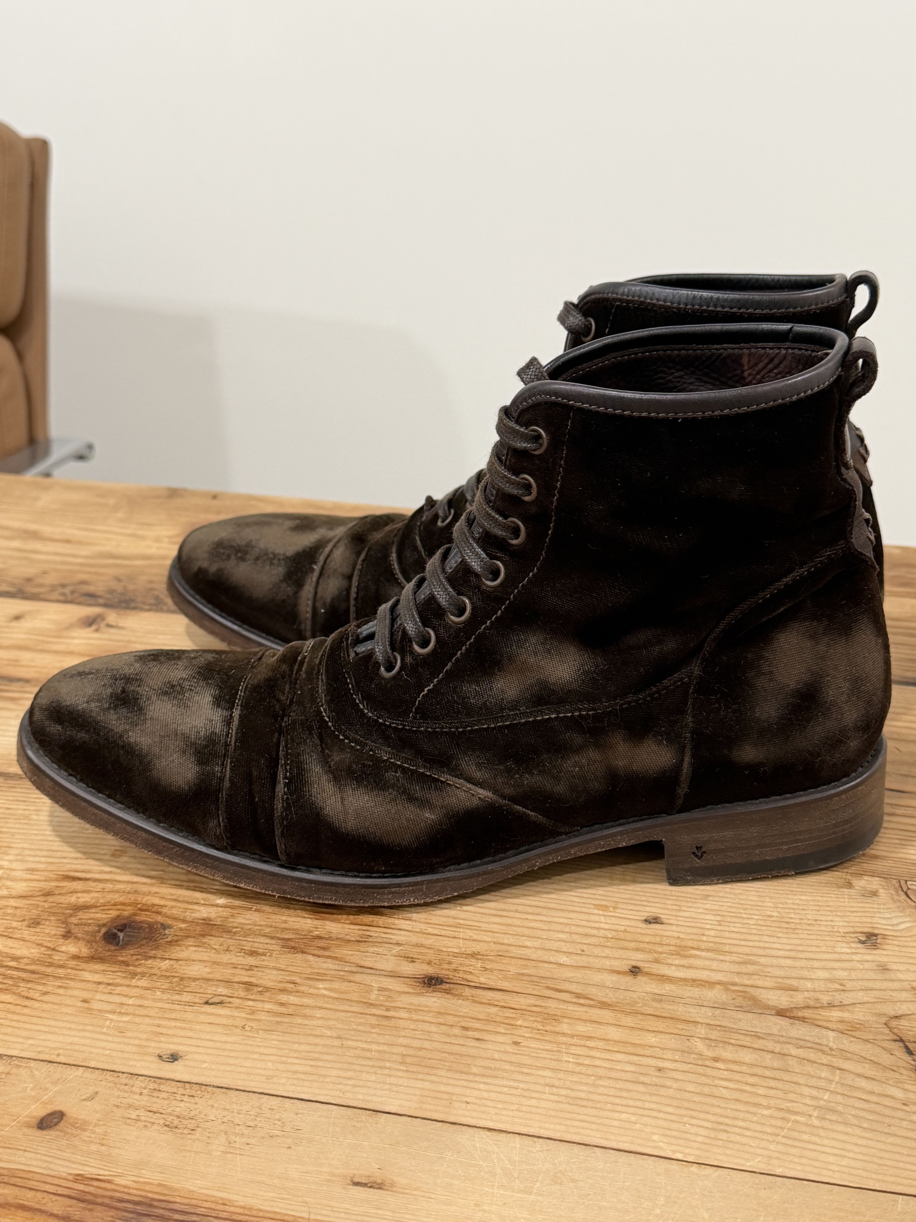 John Varvatos John Varvatos Velvet Fleetwood Lace-Up Boots Size US 8.5 / EU 41-42 - 1 Thumbnail