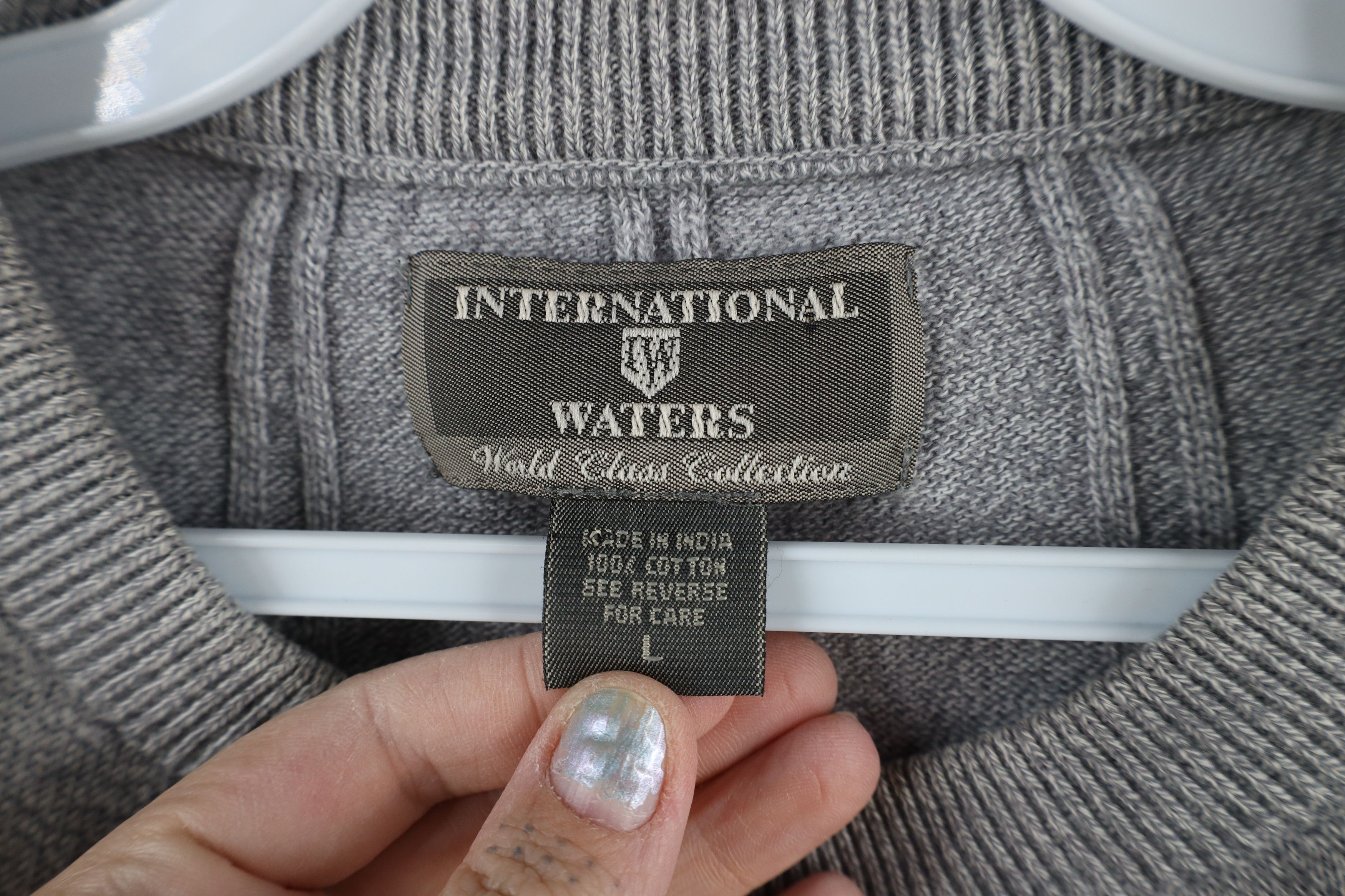 Vintage Vintage 90s Streetwear Cable Knit Crewneck Sweater Gray Size US L / EU 52-54 / 3 - 4 Thumbnail