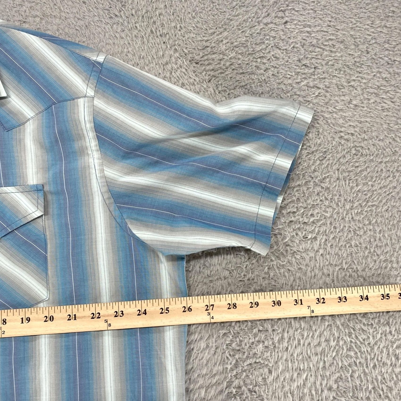 Pendleton Pendleton Frontier Shirt Mens XL Blue Stripe Western Snap Front Short Sleeve Shirt Size US XL / EU 56 / 4 - 5 Thumbnail