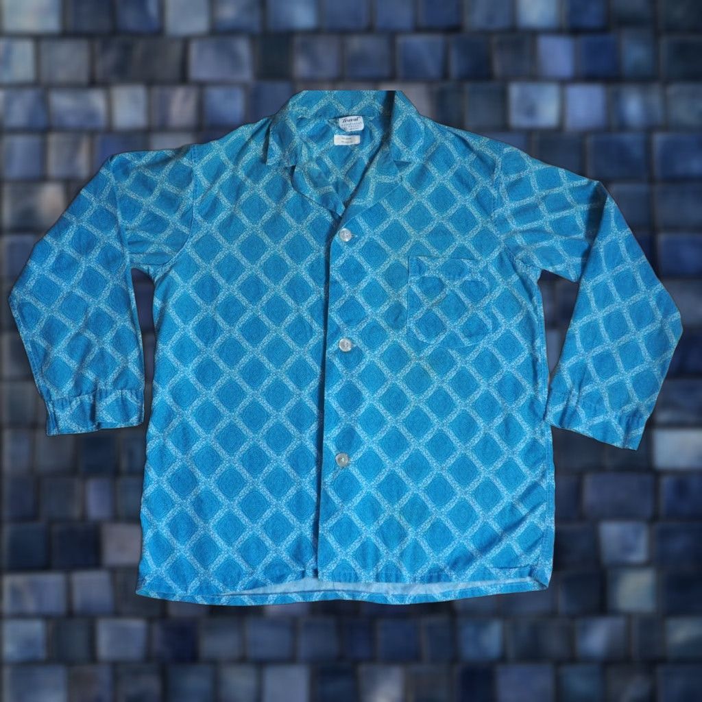 Vintage VTG Truval 60s 70s Shirt Hippy Boho Madras Blue Button Womens L Size L / US 10 / IT 46 - 1 Thumbnail