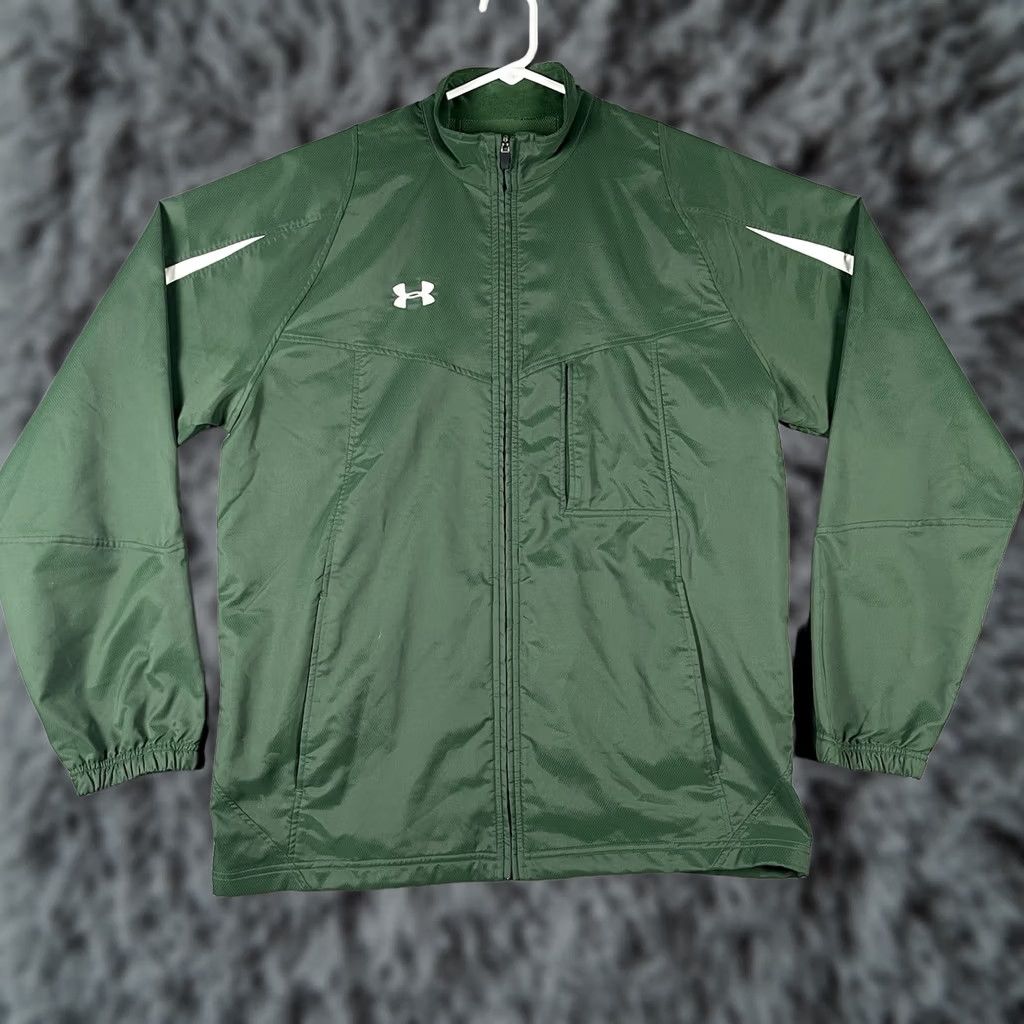 Under Armour Under Armour Jacket Mens M Green White Full Zip All Seasons Gear Track Jacket Athletic Pockets Size US M / EU 48-50 / 2 - 1 Thumbnail