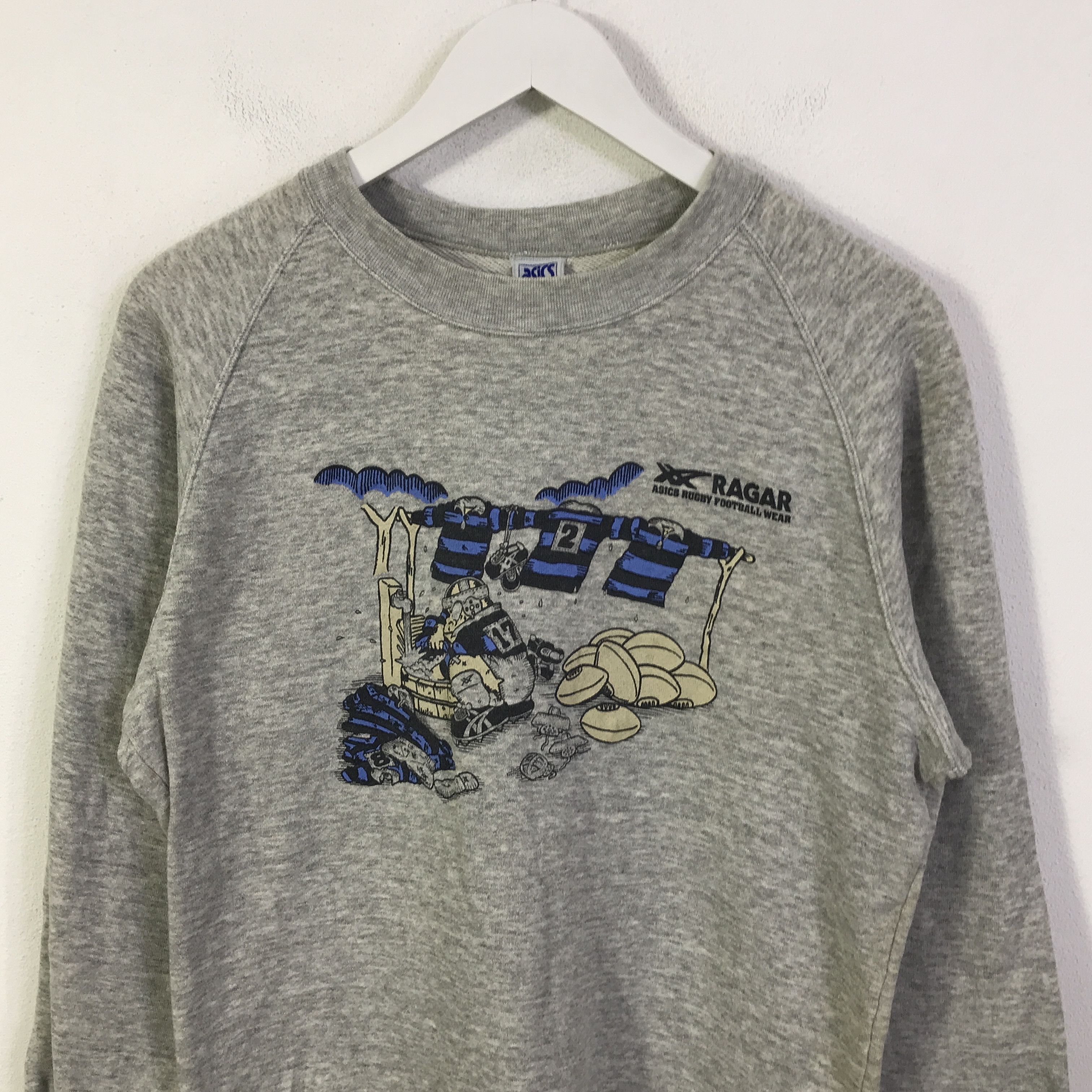 Asics Vtg 90s Asics rugby football sweatshirts K126B18 Size US M / EU 48-50 / 2 - 2 Thumbnail