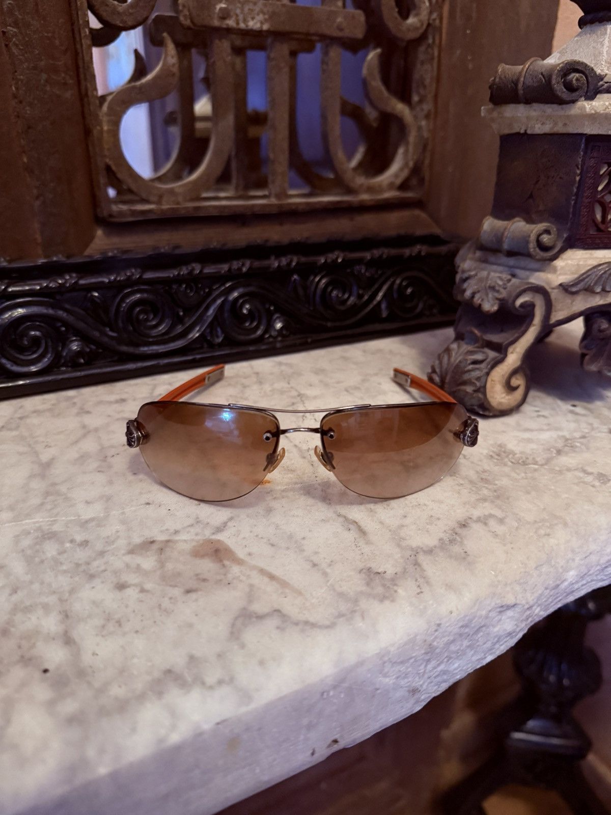 Chrome Hearts Chrome, heart classic oval sunglasses Size ONE SIZE - 1 Thumbnail