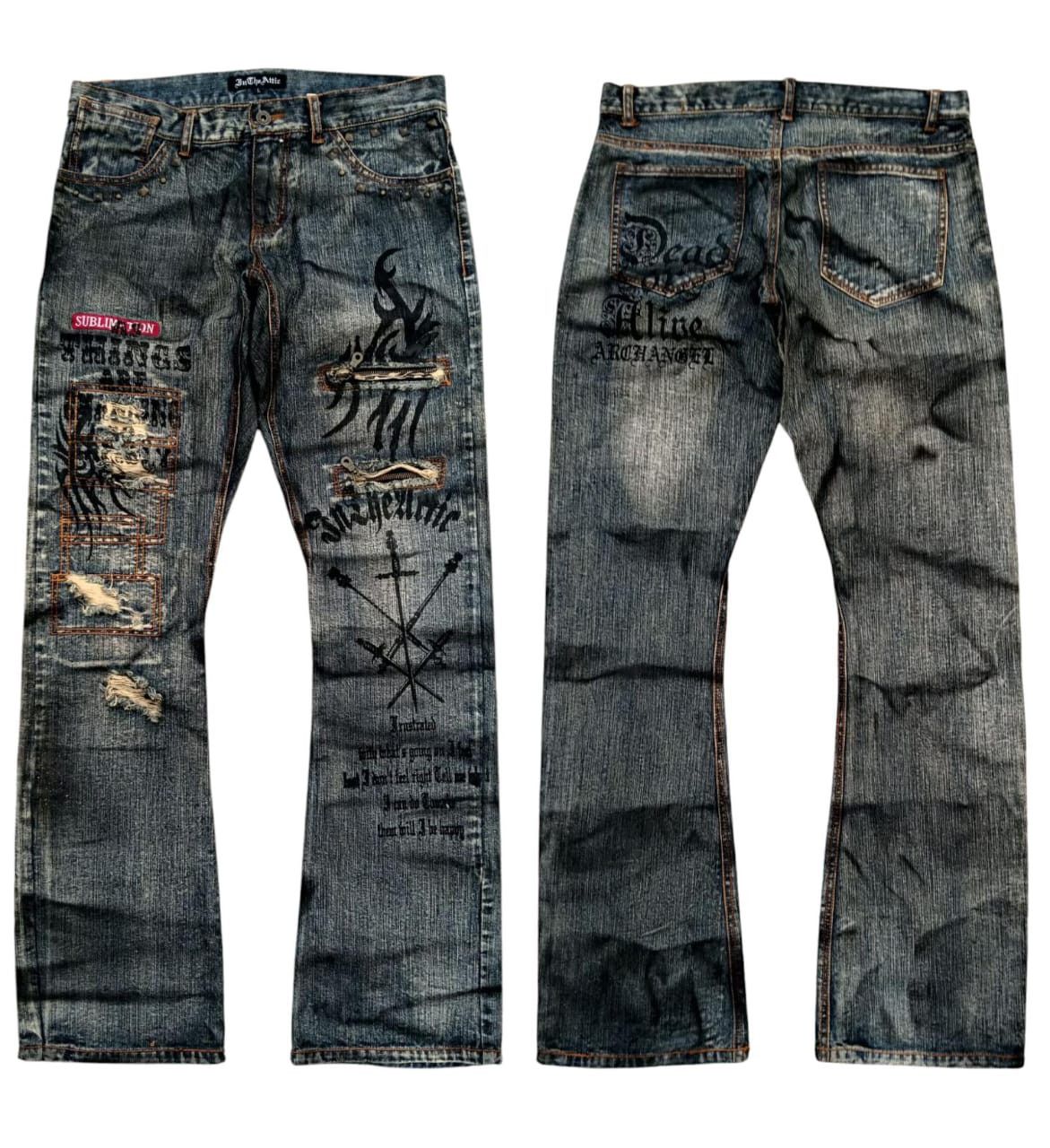 In The Attic × Japanese Brand × Vintage Vintage In The Attic Jeans Distressed Custom Made 1 Of 1 Size US 32 / EU 48 - 1 Thumbnail