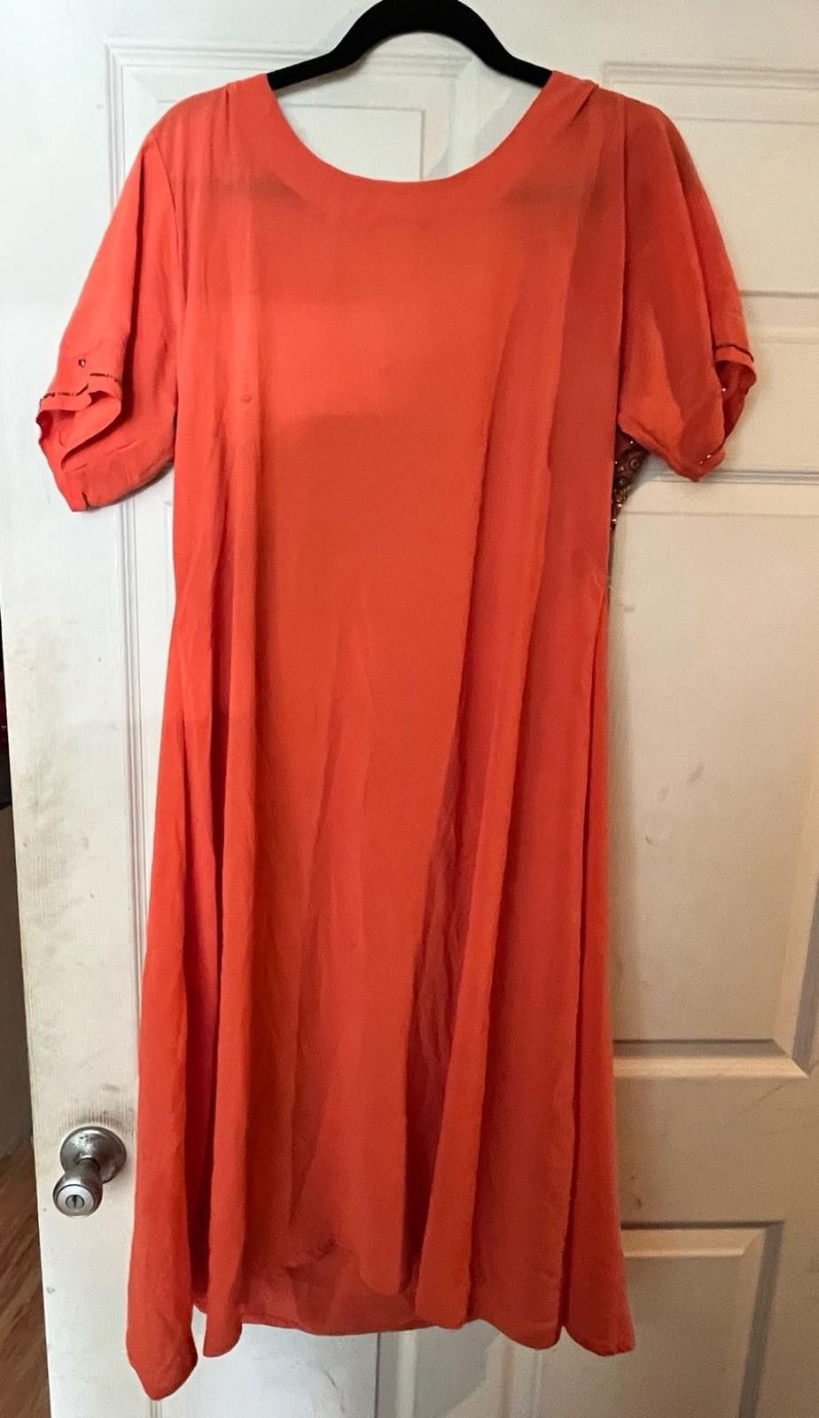Other Coral Indian floral embroidered dress sequins beadwork Size XL / US 12-14 / IT 48-50 - 5 Thumbnail