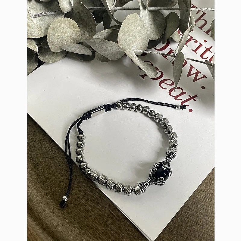 Jewelry Punk rock adjustable dragon claw ball chain bracelet retro Size ONE SIZE - 4 Thumbnail
