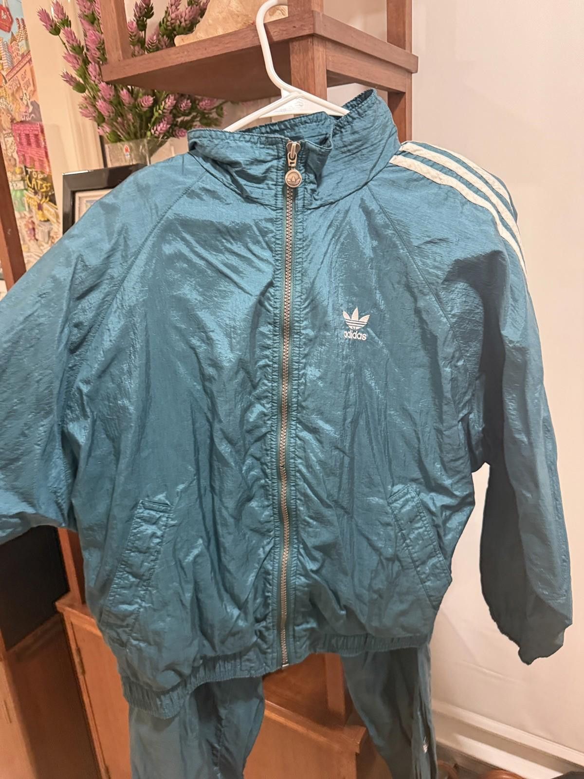 Adidas Vintage 90s Adidas Tracksuit Set sz M Nylon Green Size US 32 / EU 48 - 3 Thumbnail