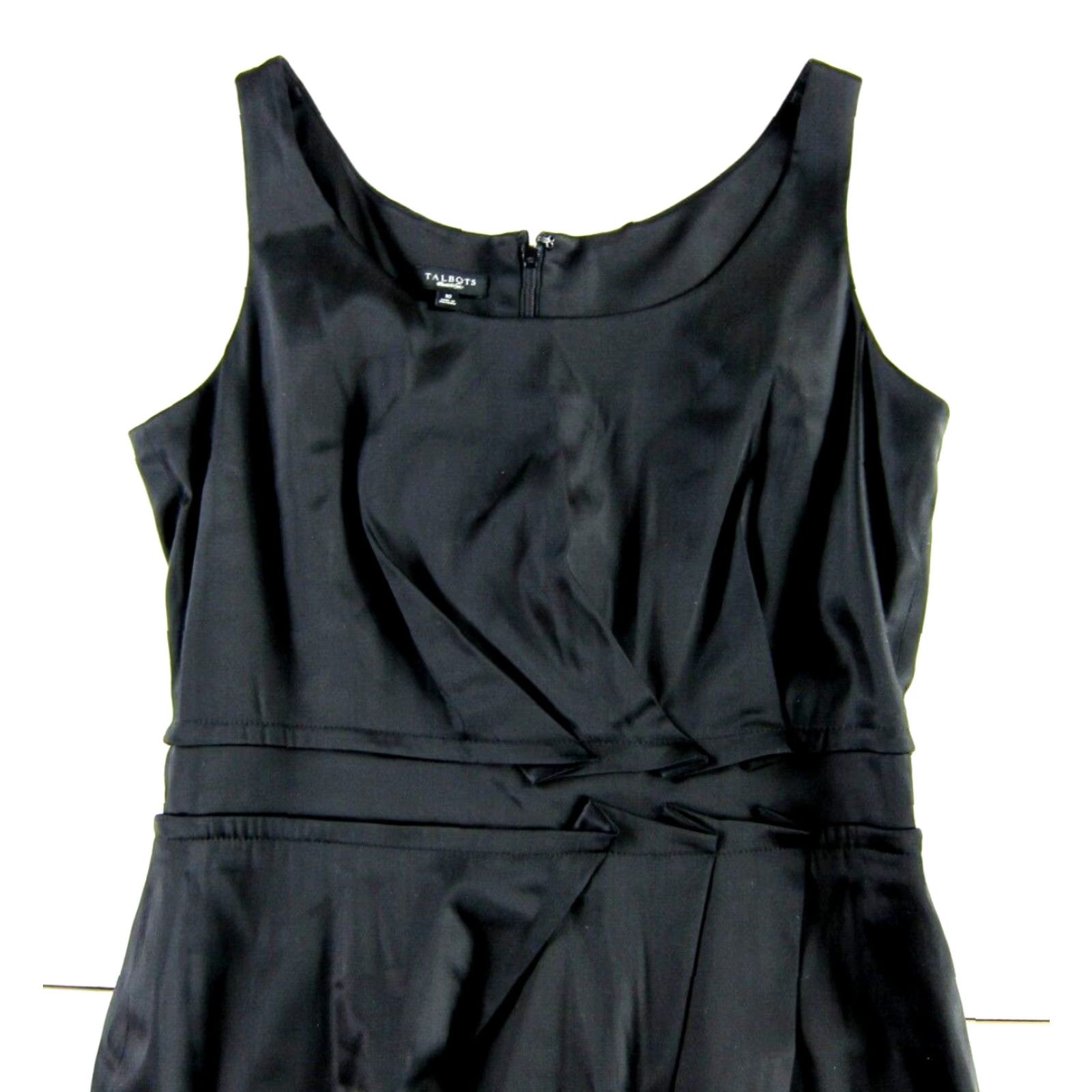 Talbots VINTAGE TALBOTS Classic Black Gathered Sleeveless Midi Party Cocktail Sheath Dress 10 Size L / US 10 / IT 46 - 3 Thumbnail