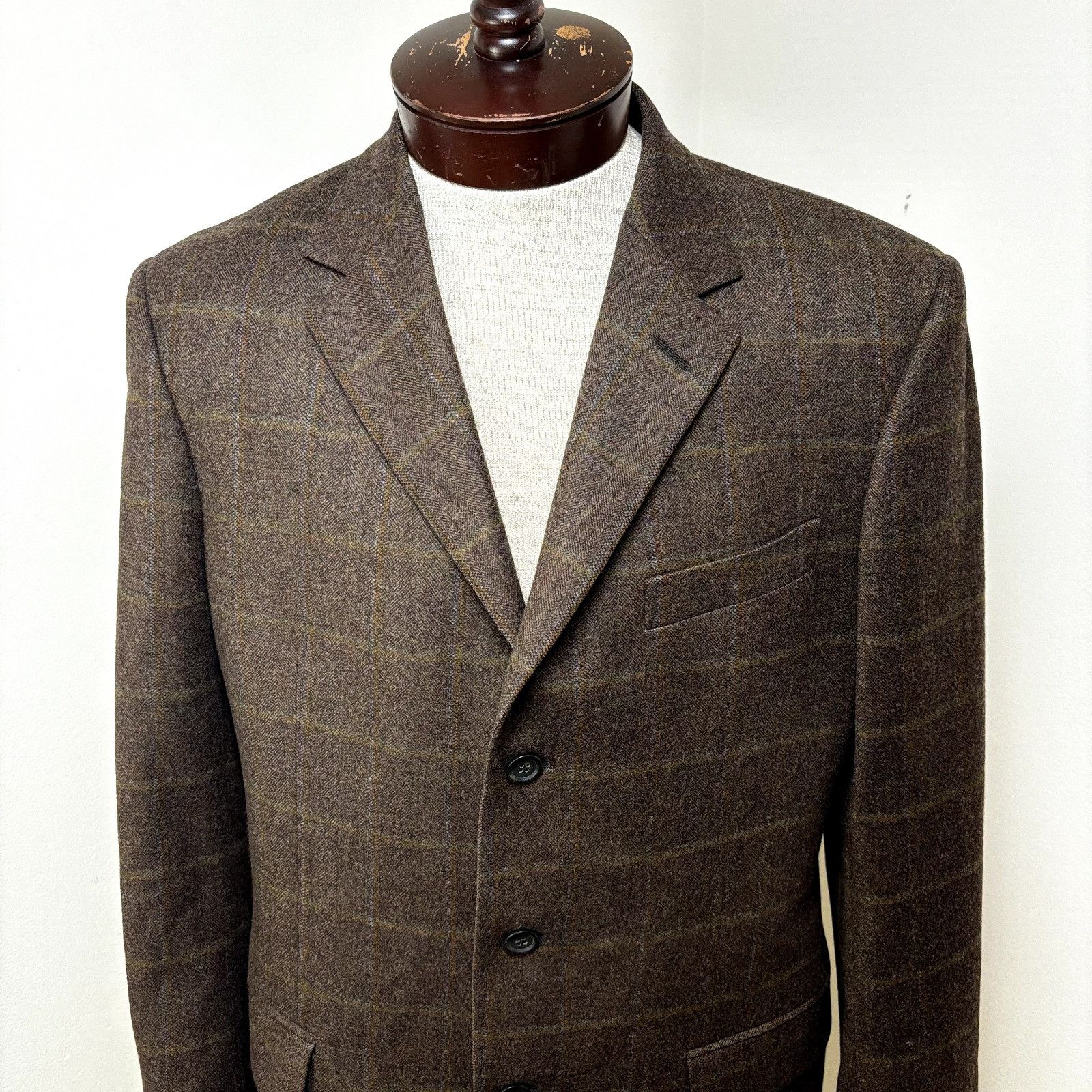 Other Gritti Zegna Sport Coat 50R It 40 US Windowpane Brown Flanne Size 40R - 16 Thumbnail