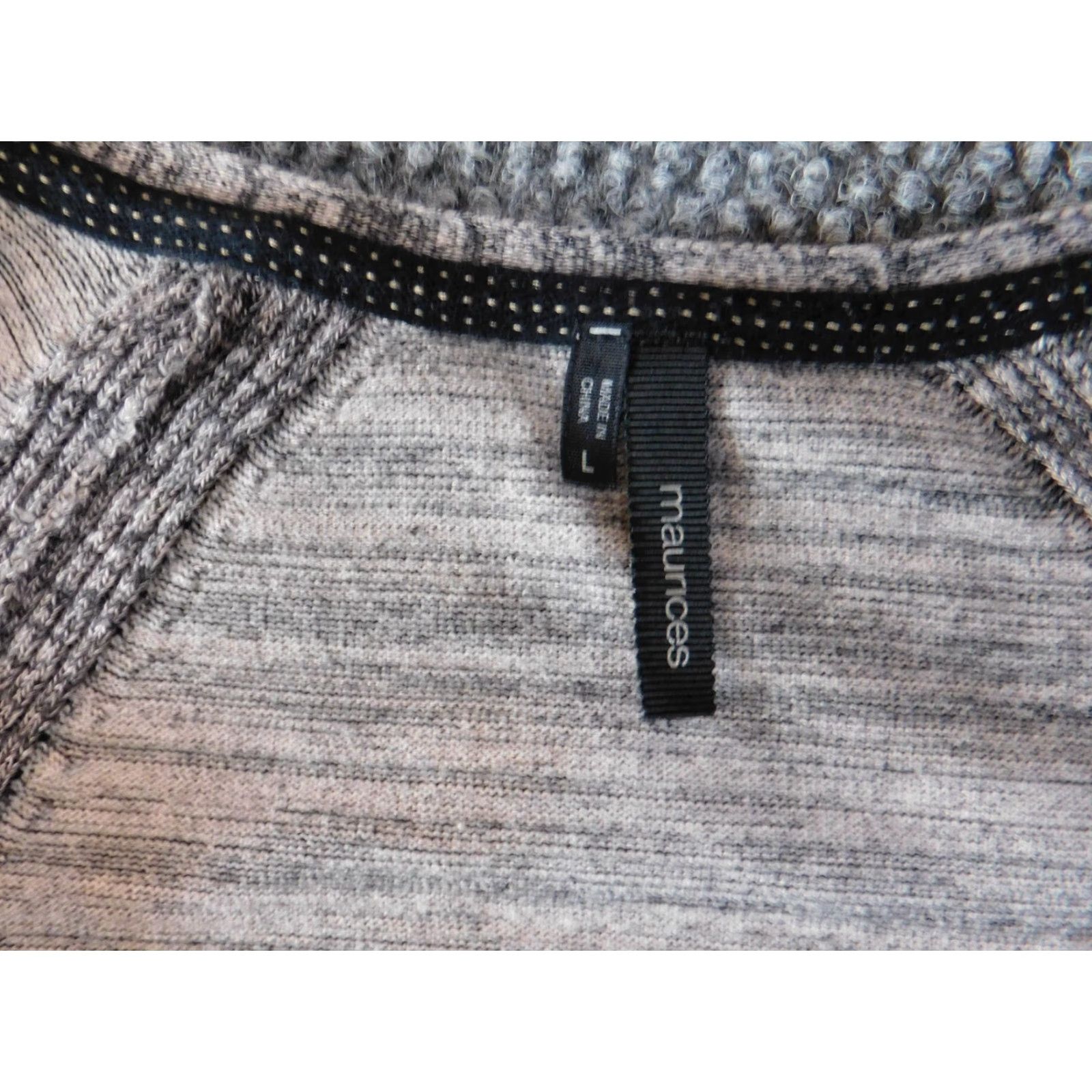 Vintage Maurices Womens Cardigan Sweater L Gray Rayon Knit Crew Neck Raglan Sleeve Bow Button Tie Regular UV100 Size L / US 10 / IT 46 - 4 Thumbnail