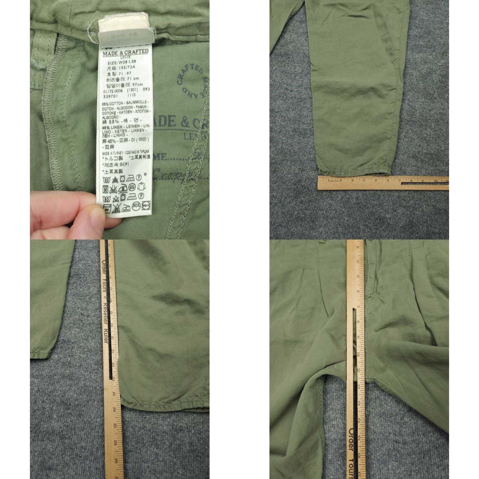 Levi's Levi'S Made & Crafted Green Cropped Linen Pants Mens 28 x 28 (FITS Size US 28 / EU 44 - 8 Thumbnail