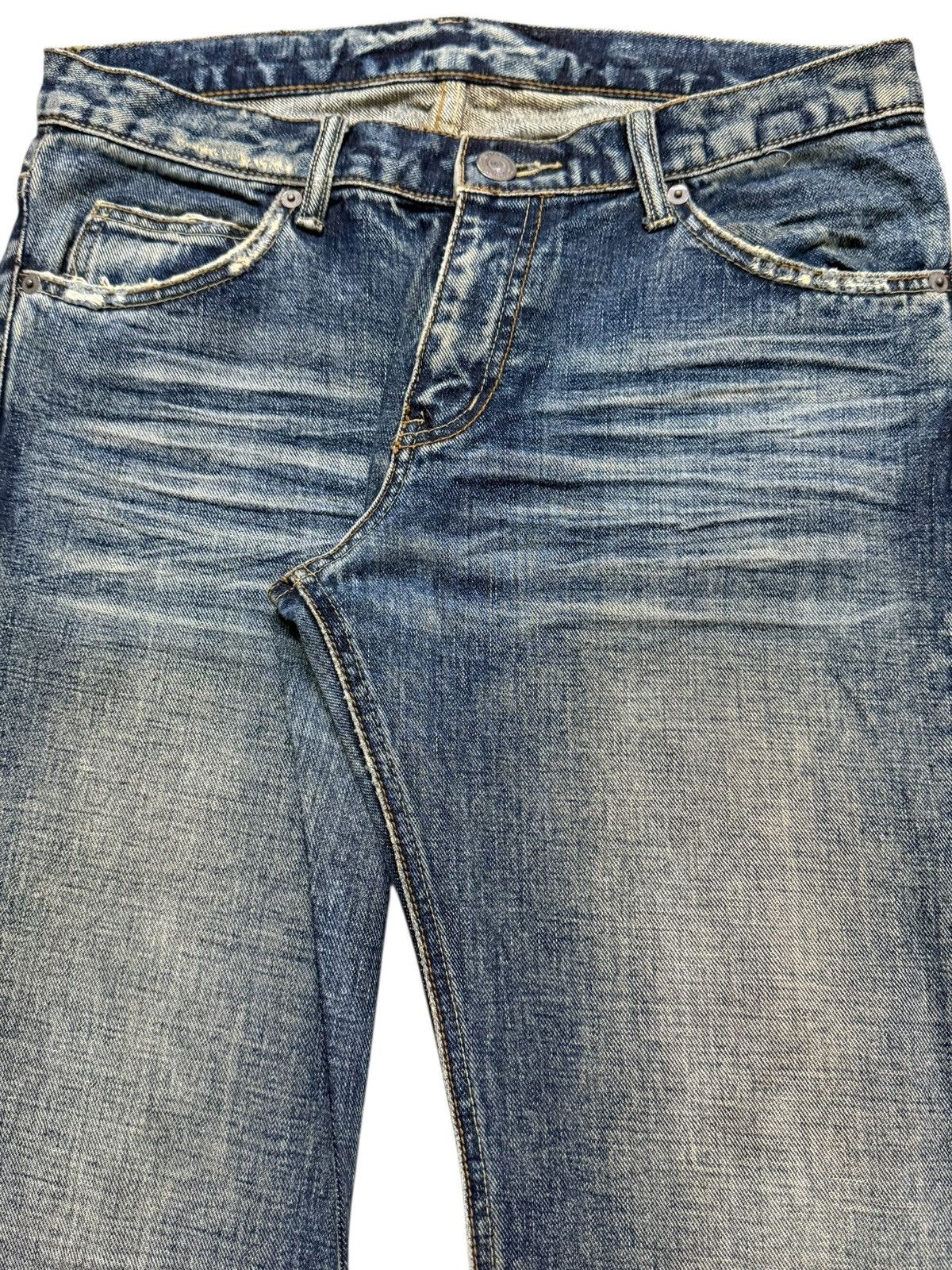 Hysteric Glamour Vintage Japanese Brand Faded Wash Whisker Wide Leg Bootcut Size US 32 / EU 48 - 4 Thumbnail
