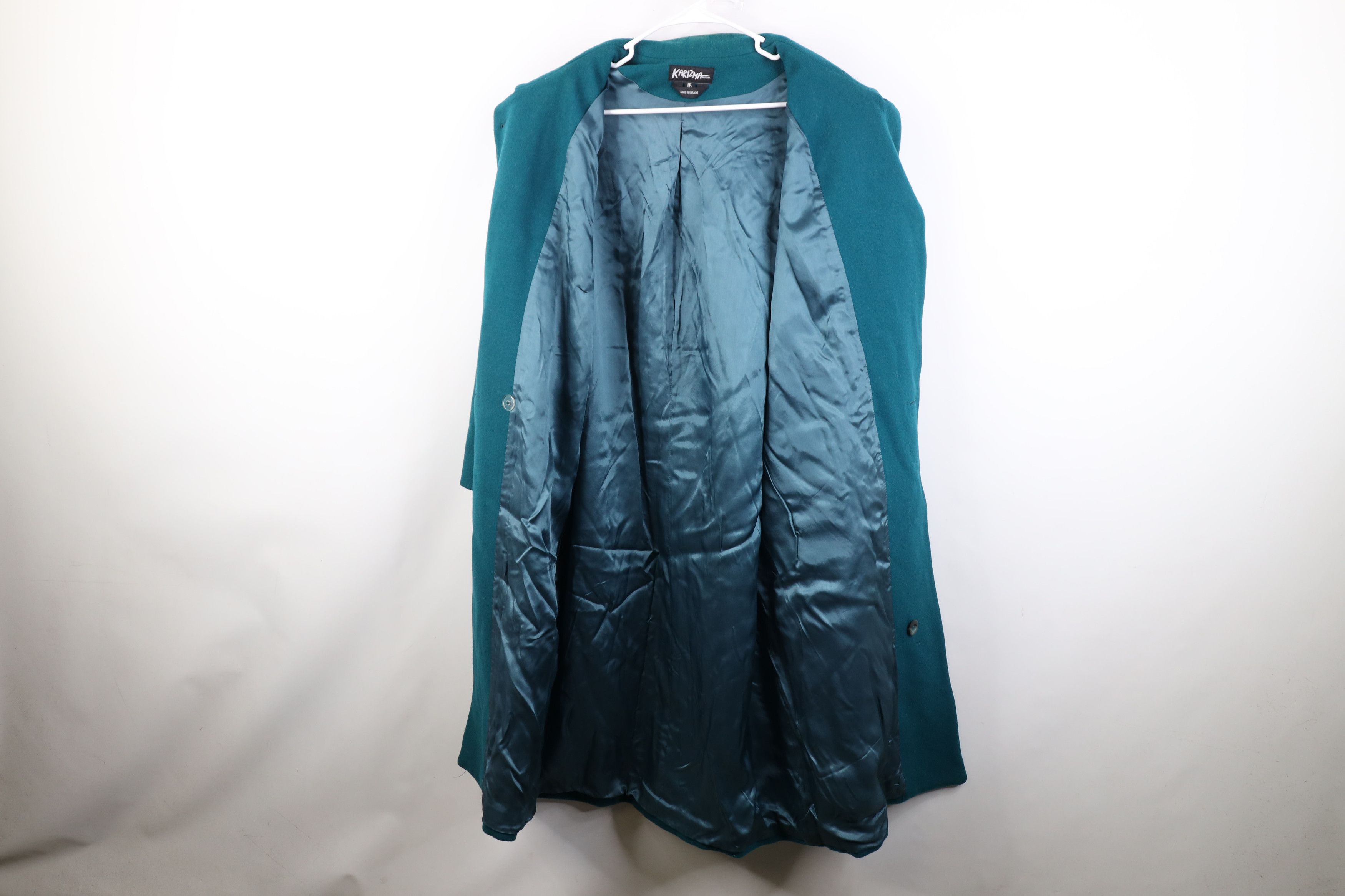 Vintage Vintage 90s Streetwear Heavy Pure Wool Overcoat Jacket Teal Size XXL / US 16-18 / IT 52-54 - 10 Thumbnail