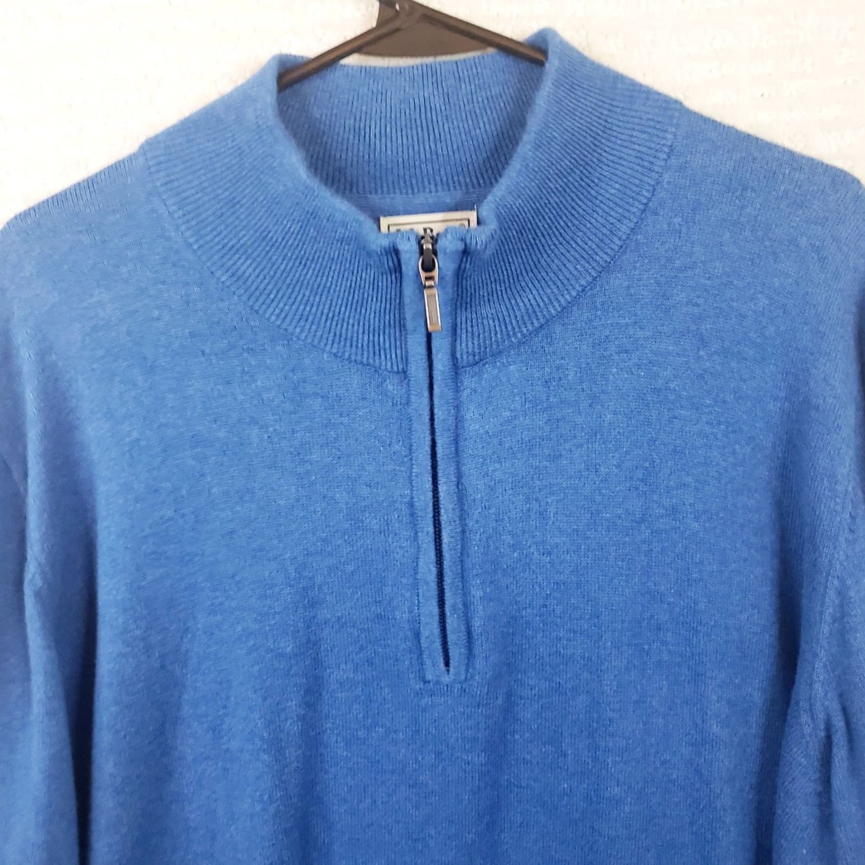 Vintage L.L.Bean Sweater Men's 1/4 Zip Mock Neck Size L Blue Cotton Cashmere Regular Fit Long Sleeve Size US L / EU 52-54 / 3 - 3 Thumbnail