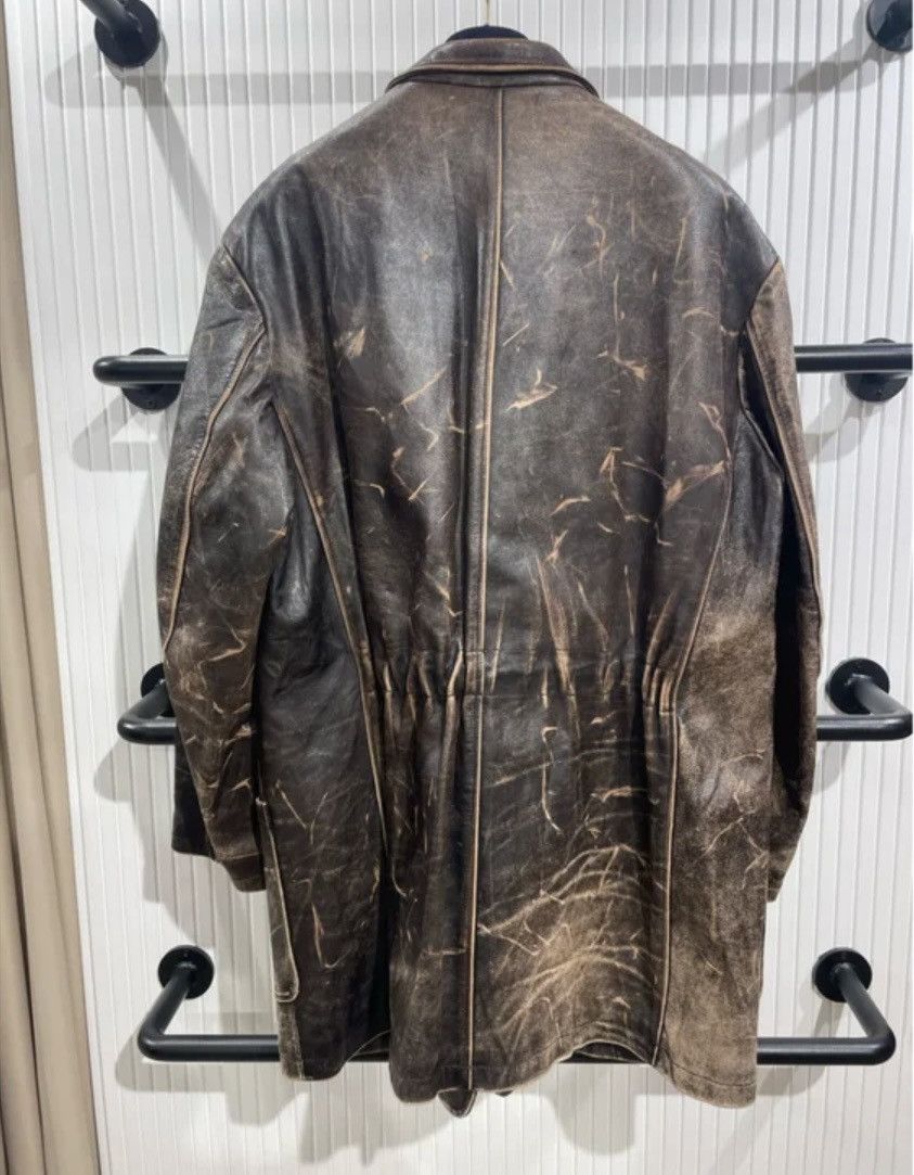 Yohji Yamamoto Yohji Yamamoto Pour Homme Distressed Leather Coat (Rare) Size US M / EU 48-50 / 2 - 3 Thumbnail