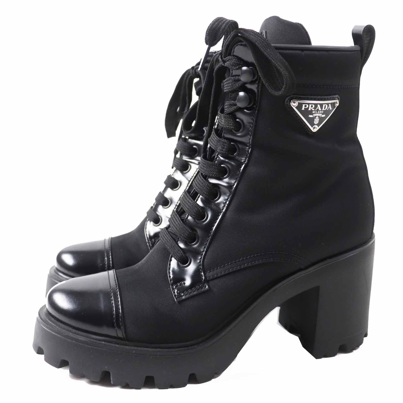 Prada Prada Triangle With Logo Nylon Boots Others Shoes 1T239N in Black, Women's