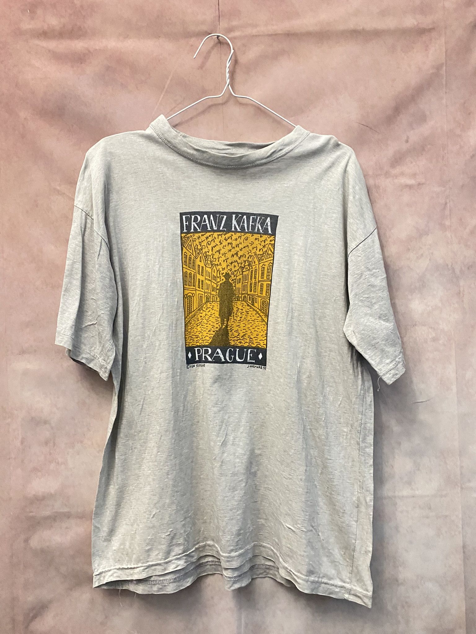 Handmade × Vintage Vtg 90s Franz Kafka Art Praha Handmade Art Tee T Shirt Size US XL / EU 56 / 4 - 1 Thumbnail