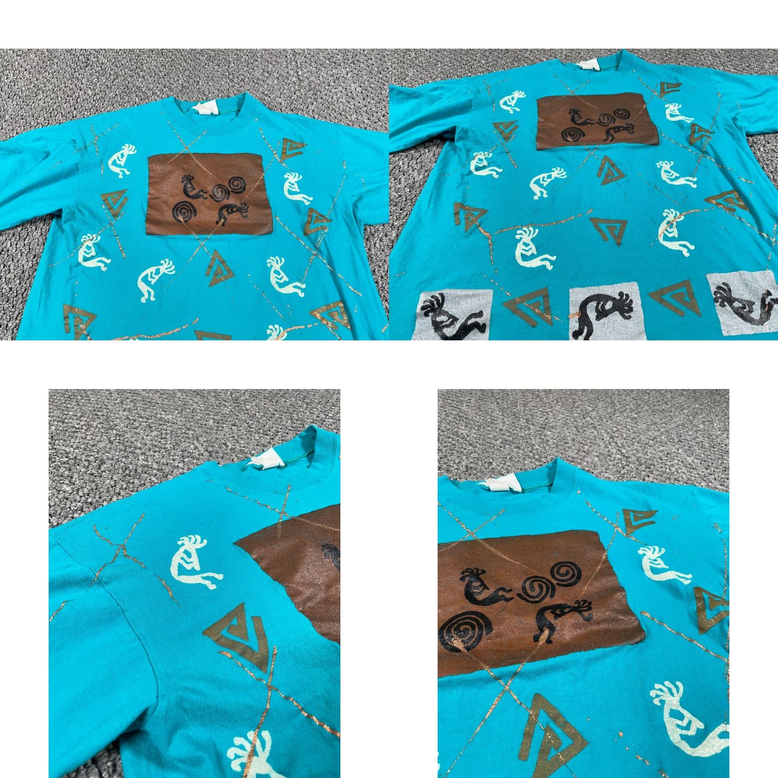 Altea VINTAGE 90s Tribal Geometric All Over Print T-Shirt Adult XL Cotton Graphic Tee Southwest Aztec Glitter Men Size US XL / EU 56 / 4 - 8 Thumbnail