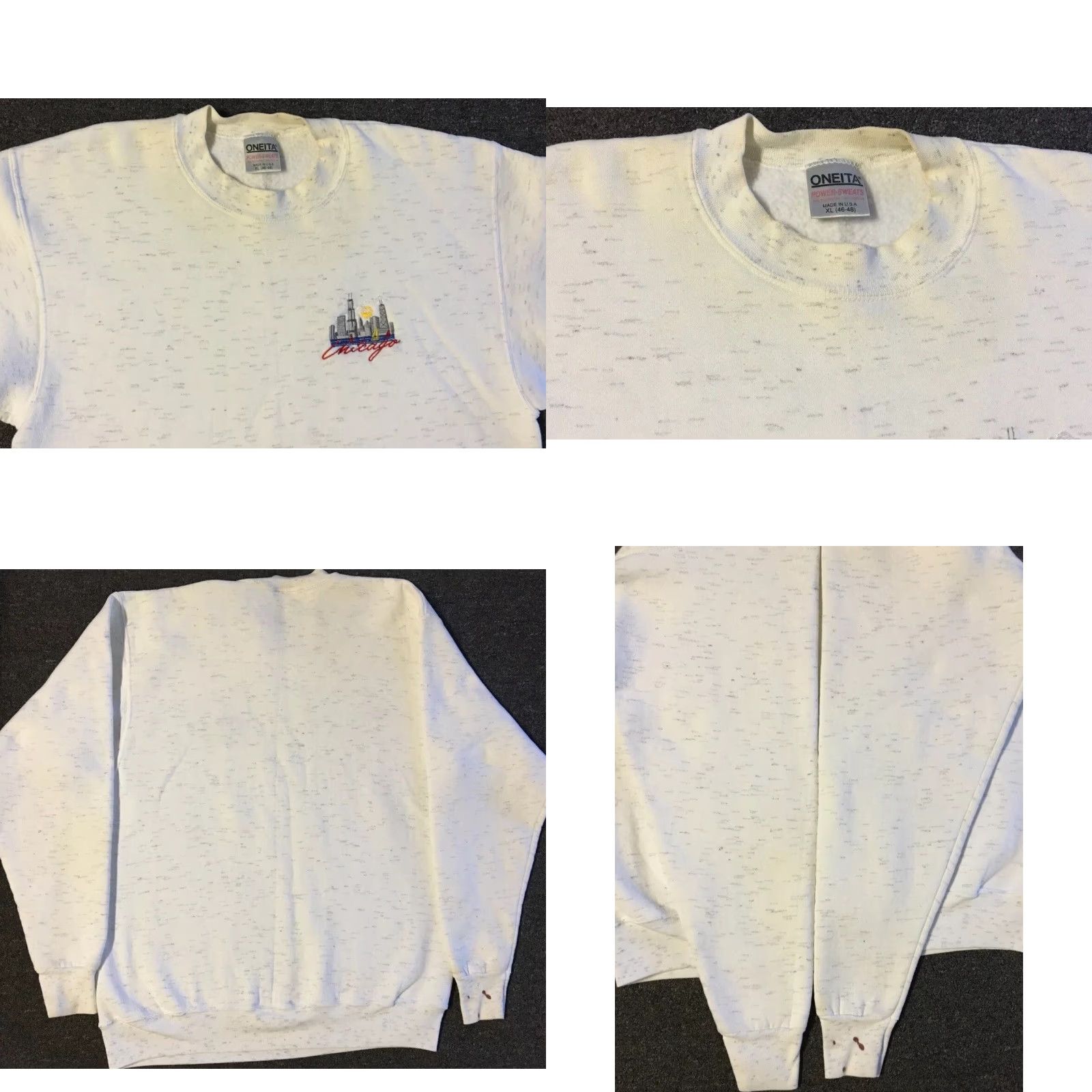 Vintage Vtg 80s Chicago Faded Distress Sweatshirt L XL USA Surf Skate Bulls Grunge 90s - College Hoodie Men White USASweatshirt L Size US L / EU 52-54 / 3 - 8 Thumbnail