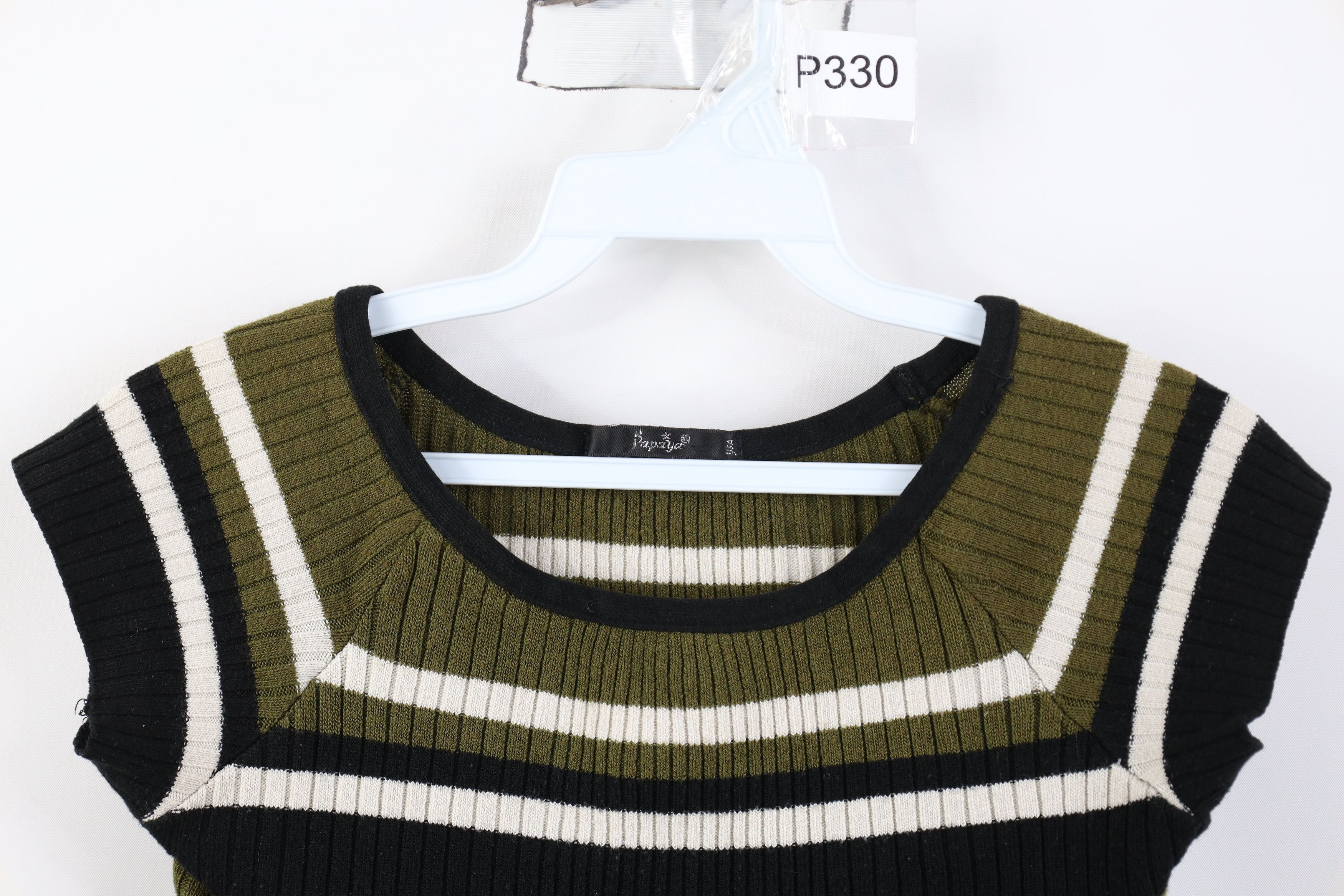 Vintage Vintage 90s Y2K Babydoll Ribbed Knit Cropped Shirt Top USA Size M / US 6-8 / IT 42-44 - 2 Thumbnail