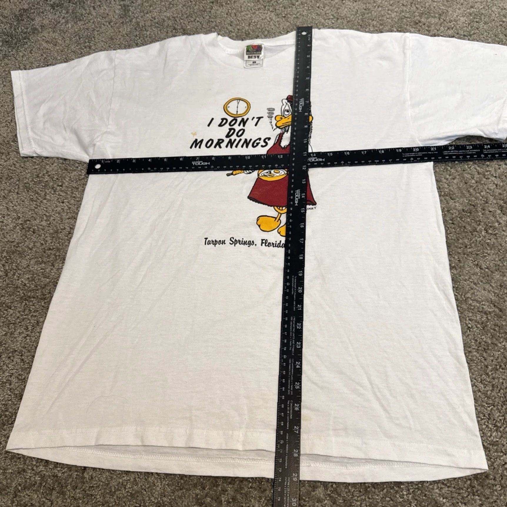 Fruit Of The Loom VINTAGE 90s I Don’t Do Mornings Grumpy Duck Cartoon Art T-Shirt Large White Unisex Adults L 90s Shirt Mens/Womens Size US L / EU 52-54 / 3 - 8 Thumbnail