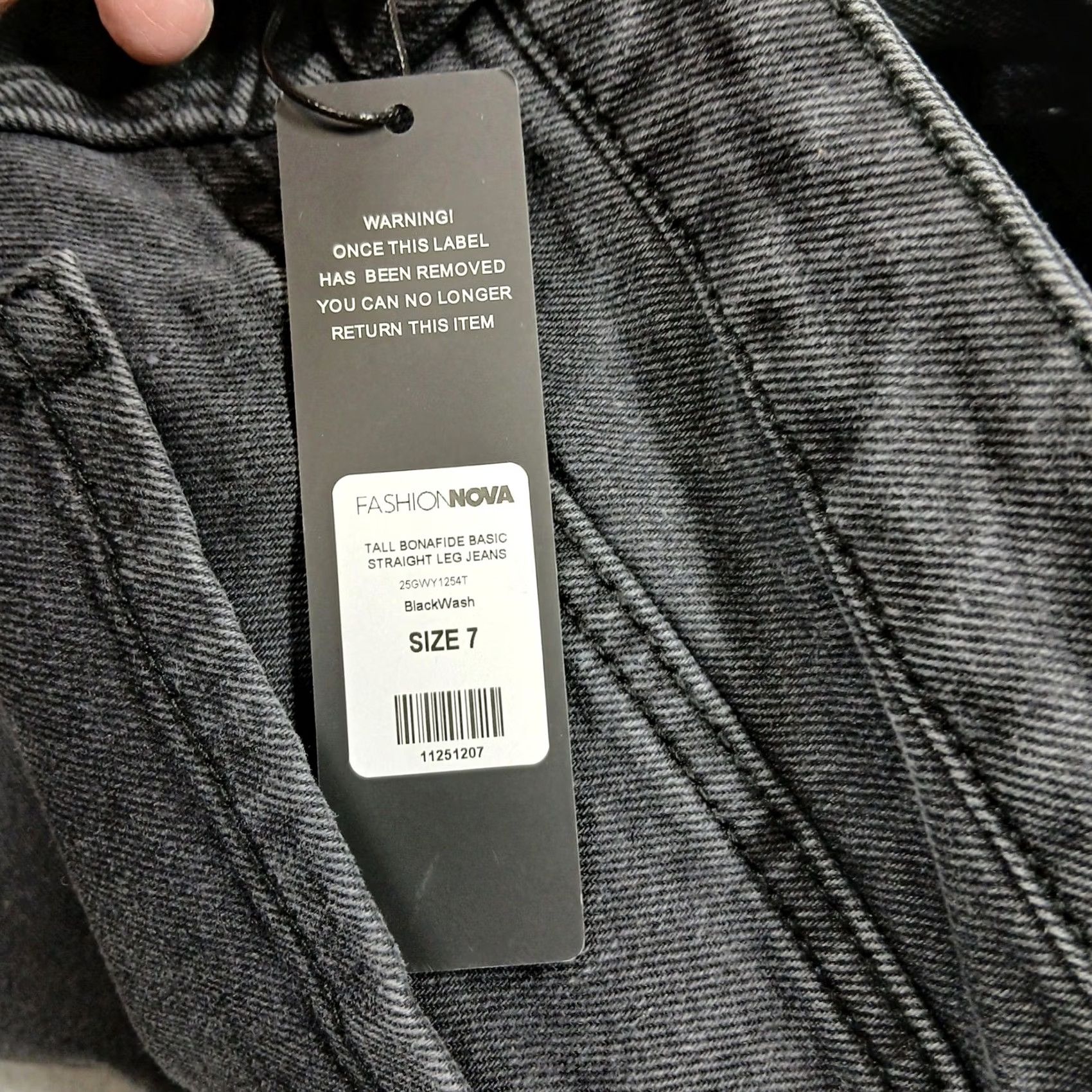 Fashion Nova Fashion Nova Tall Bonafide Basic Straight Leg Jeans 7 High Rise NWT Black Wash Denim 36" Inseam Womens Jeans Size 28" / US 6 / IT 42 - 6 Thumbnail