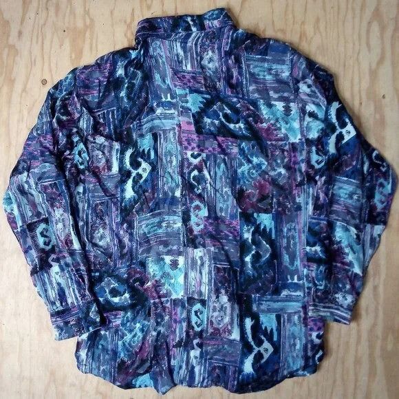 Vintage Vintage Erika Petites Abstract Pattern Silk Button Shirt Size S / US 4 / IT 40 - 3 Thumbnail