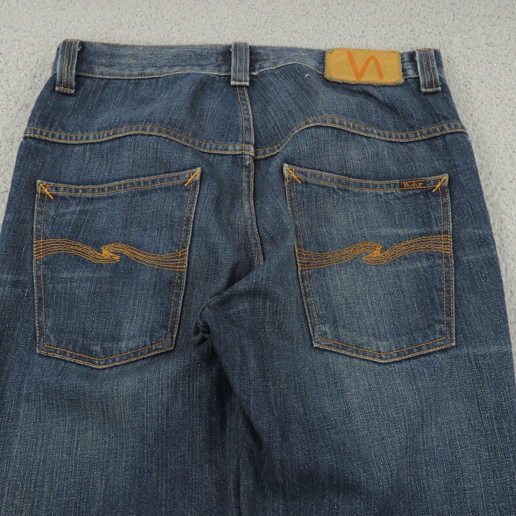 Nudie Jeans Nudie Jeans Men Slim 31x34 Thin Finn Slubby Blue Denim Fades Whiskers Straight Leg Jeans Size US 31 - 5 Thumbnail