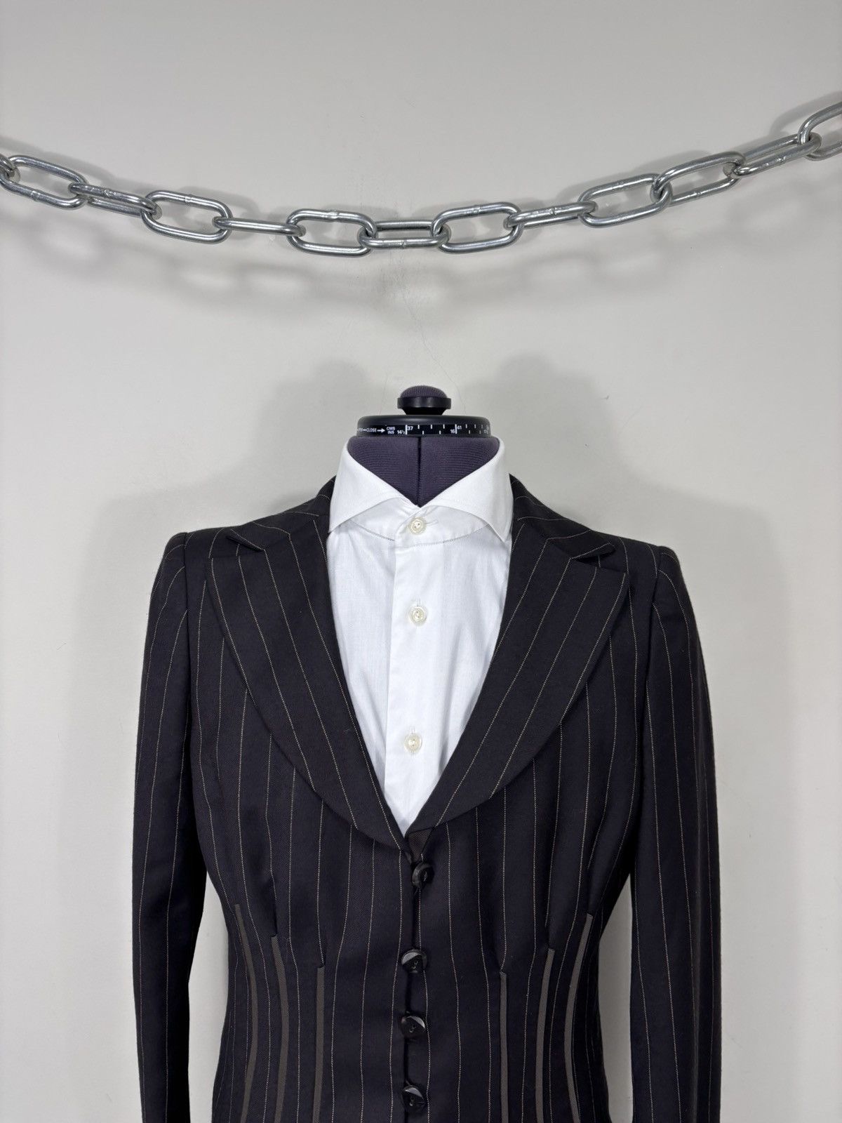 Armani Collezioni Armani Collezioni Women’s Brown Pinstripe Wool Power Suit Size L / US 10 / IT 46 - 3 Thumbnail