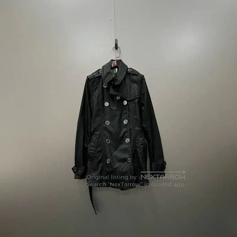 Burberry Black Cotton Mid-Length Trench Coat.