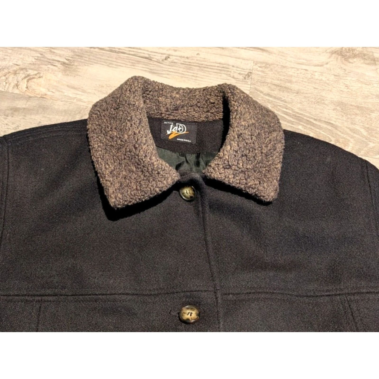 Vintage VTG Jo-D Petite Women’s Black Wool Coat W/ Faux Fur Collar/Cuffs Sz M? USA Made Size M / US 6-8 / IT 42-44 - 4 Thumbnail