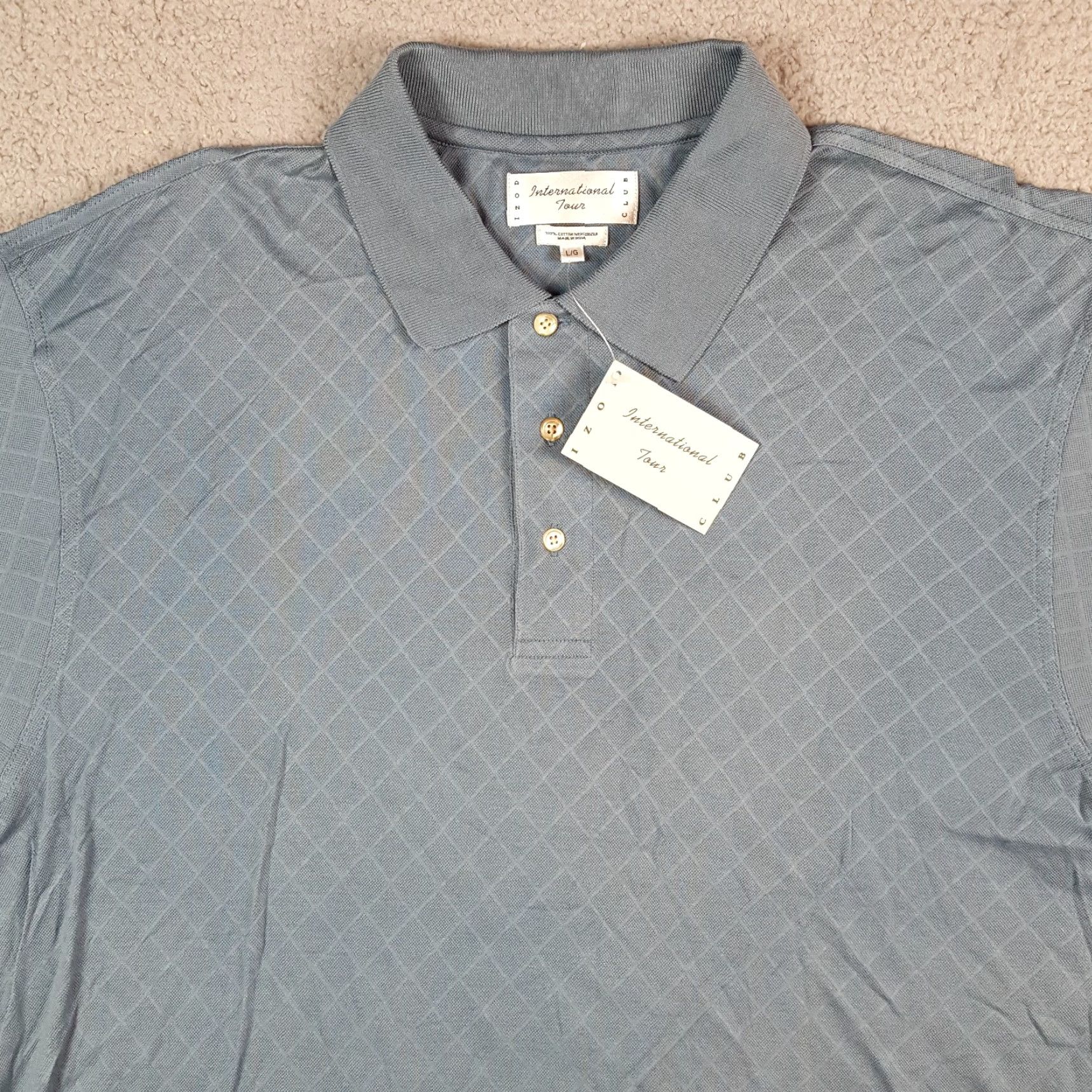 Izod VINTAGE IZOD Polo Shirt Men’s Golf Collared Button-Front Short Sleeve Blue Argyle Diamond Size L / 90s Preppy Grunge Surf Beach Classic Style Size US L / EU 52-54 / 3 - 3 Thumbnail