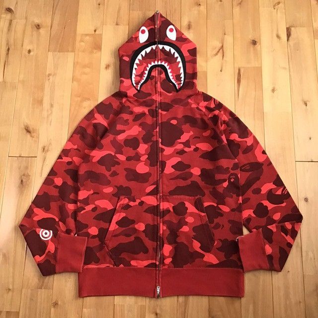 Bape BAPE Red camo Shark full zip hoodie a bathing ape Size US M / EU 48-50 / 2 - 1 Thumbnail