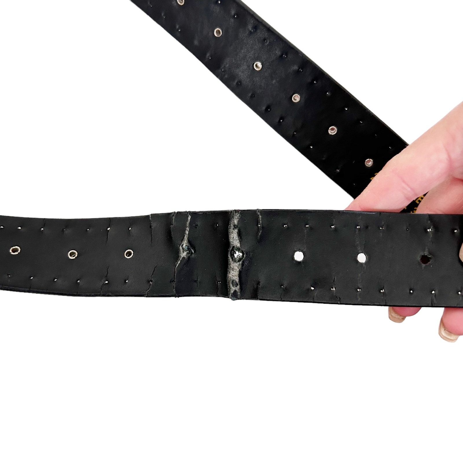 Other Genuine Leather Black Studded Gem Belt Sz L Size ONE SIZE - 4 Thumbnail