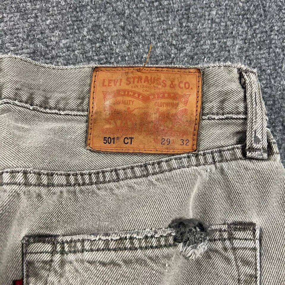Levi's Levi's Jeans Mens 29x32 Gray Denim 501 CT Skinny Distressed Size US 29 - 7 Thumbnail