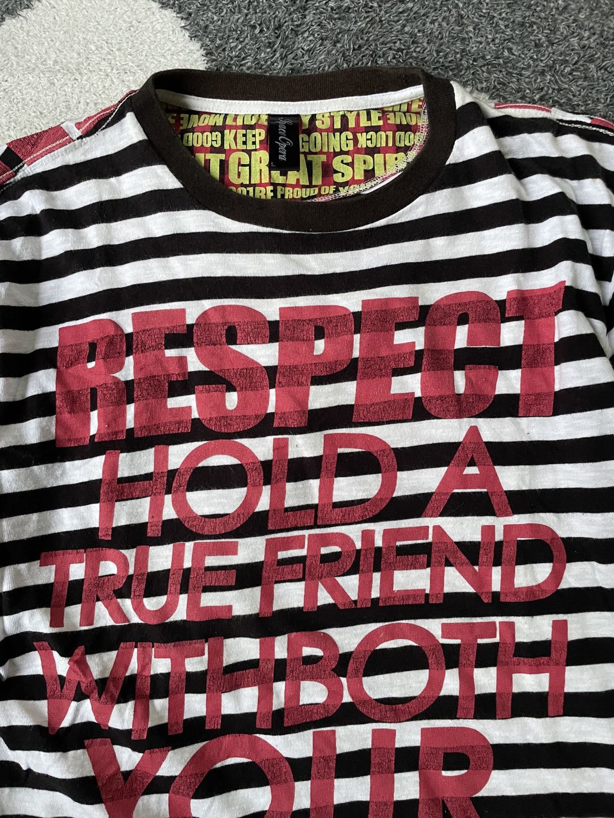 Beauty Beast × Hysteric Glamour × Japanese Brand SPACE OPERA RESPECT HOLD A TRUE FRIEND STRIPED TEE Size US M / EU 48-50 / 2 - 3 Thumbnail