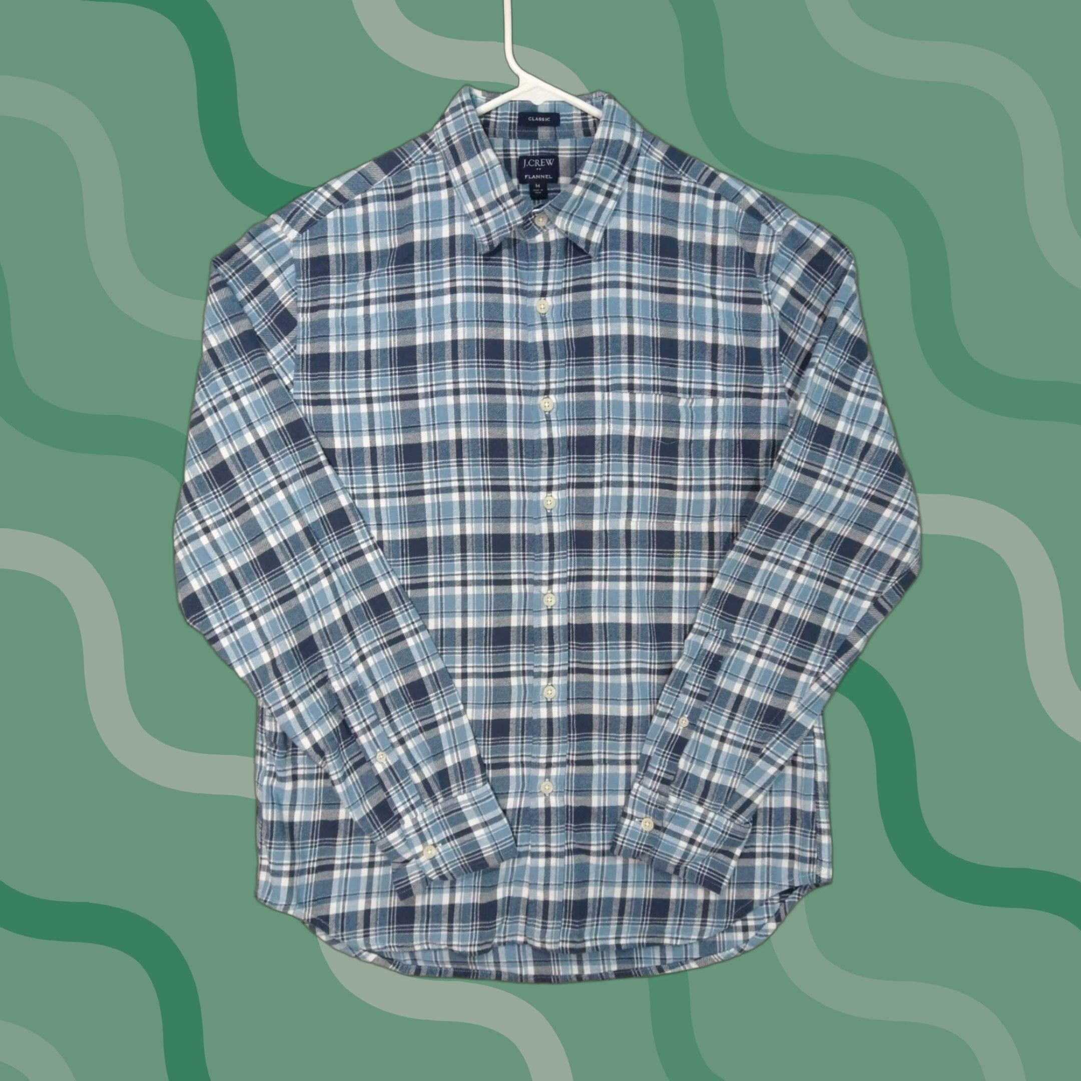 J.Crew J.CREW Classic Fit Button-Up Shirt Mens Medium Blue Plaid Flannel Long Sleeve Cotton Size US M / EU 48-50 / 2 - 1 Thumbnail
