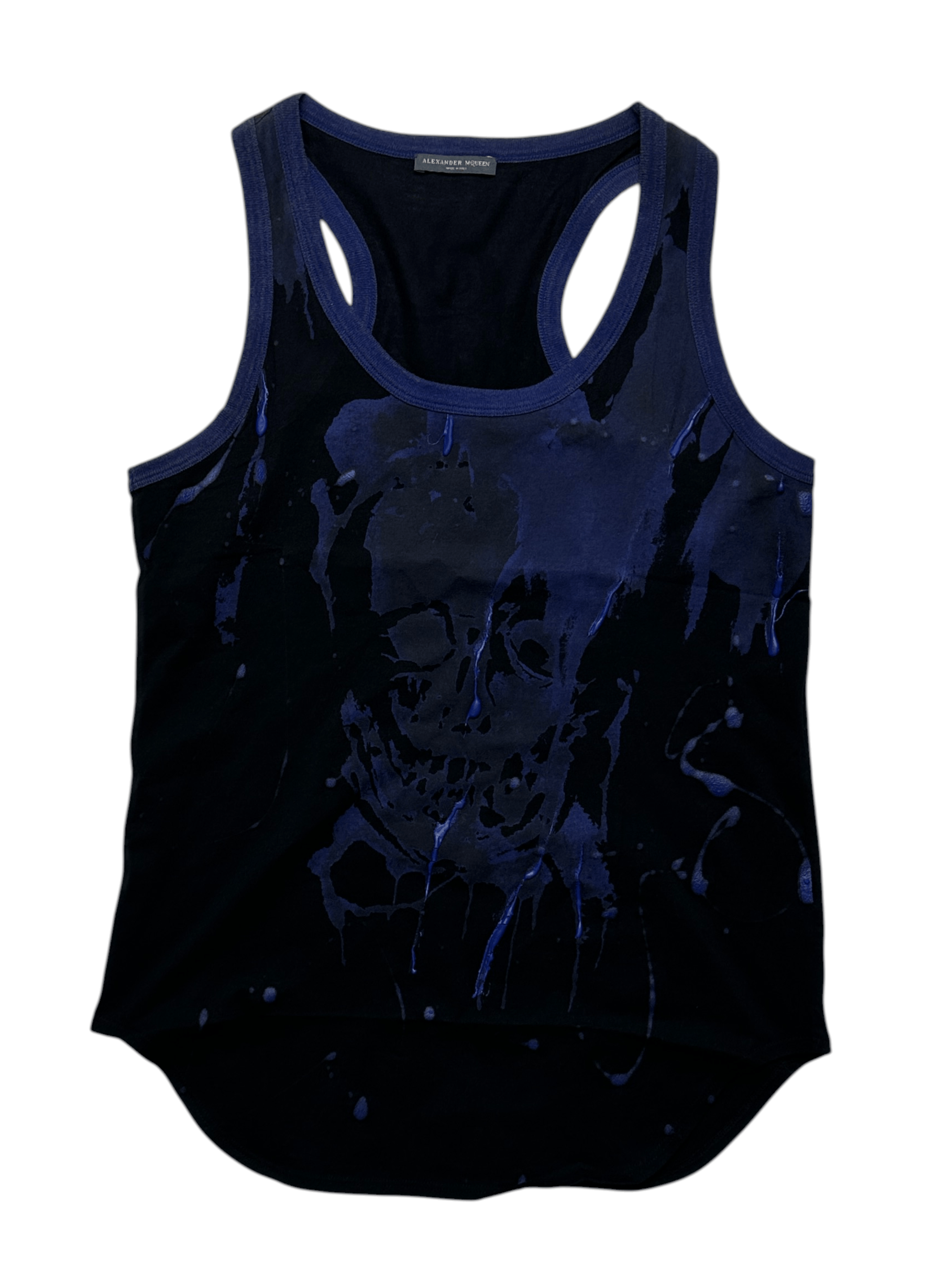 Alexander McQueen Alexander McQueen Black And Blue Tank Top With Skull Pattern Size S / US 4 / IT 40 - 1 Thumbnail